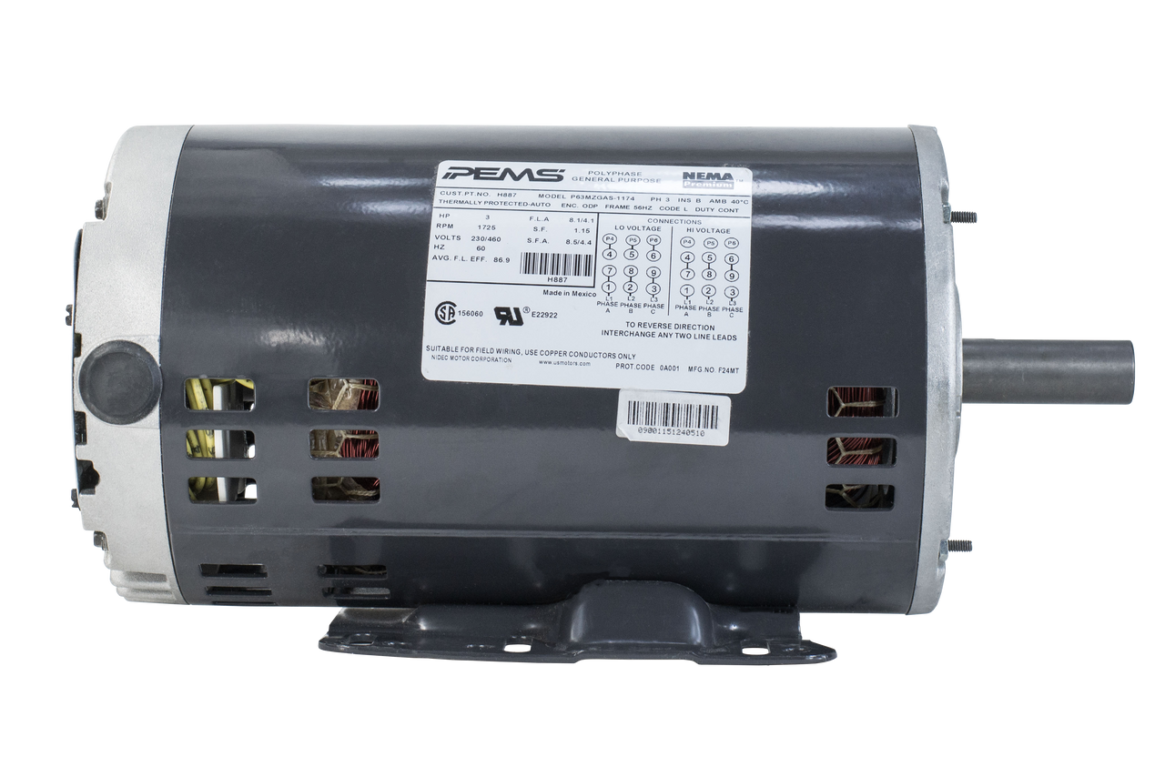 Moteur Century Motors H887L 3 CV 460/200-230 V 1725 tr/min