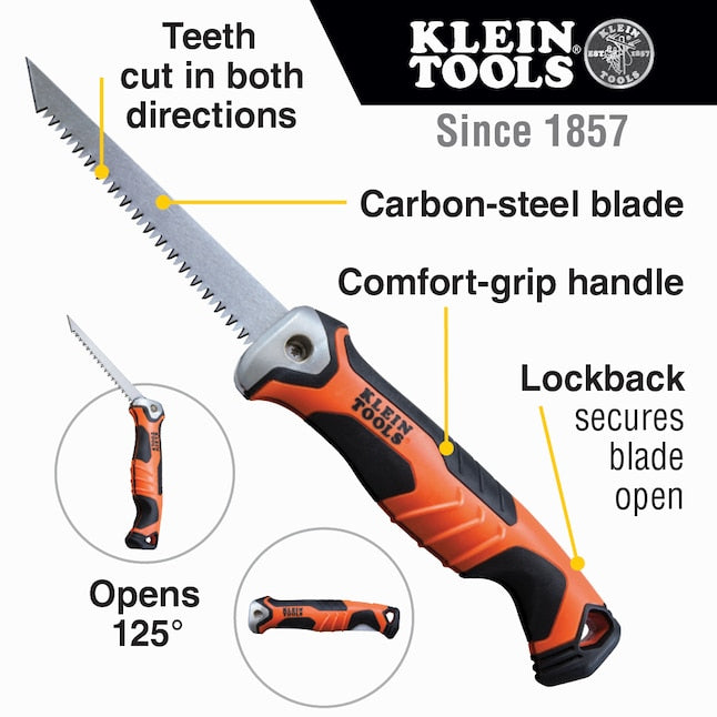 Klein Tools Folding Jab Saw 5.2-in Coarse Cut Drywall Saw 31737