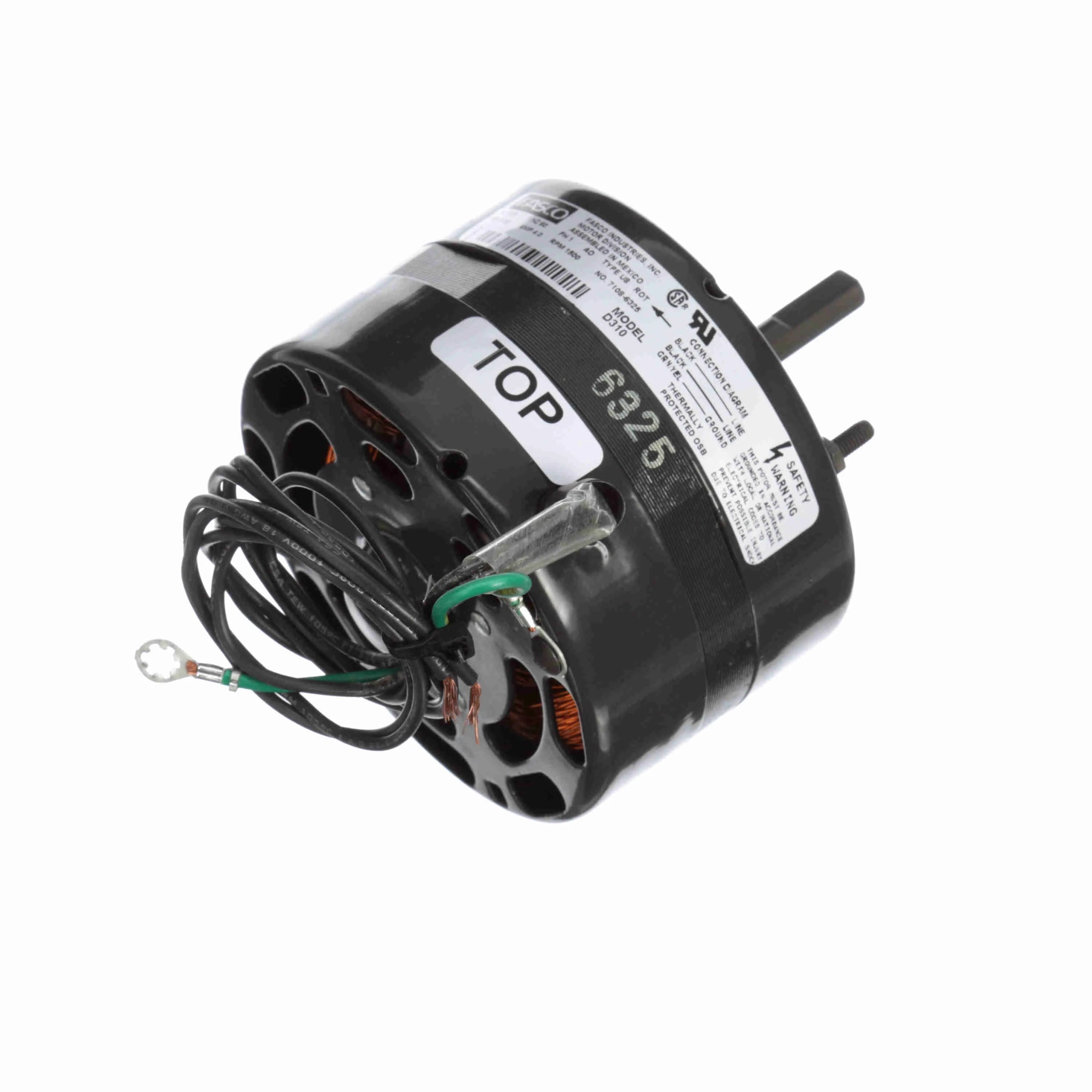Moteur de ventilateur Fasco D310 à usage général, 1/12 CV, 1500 tr/min, 115 volts