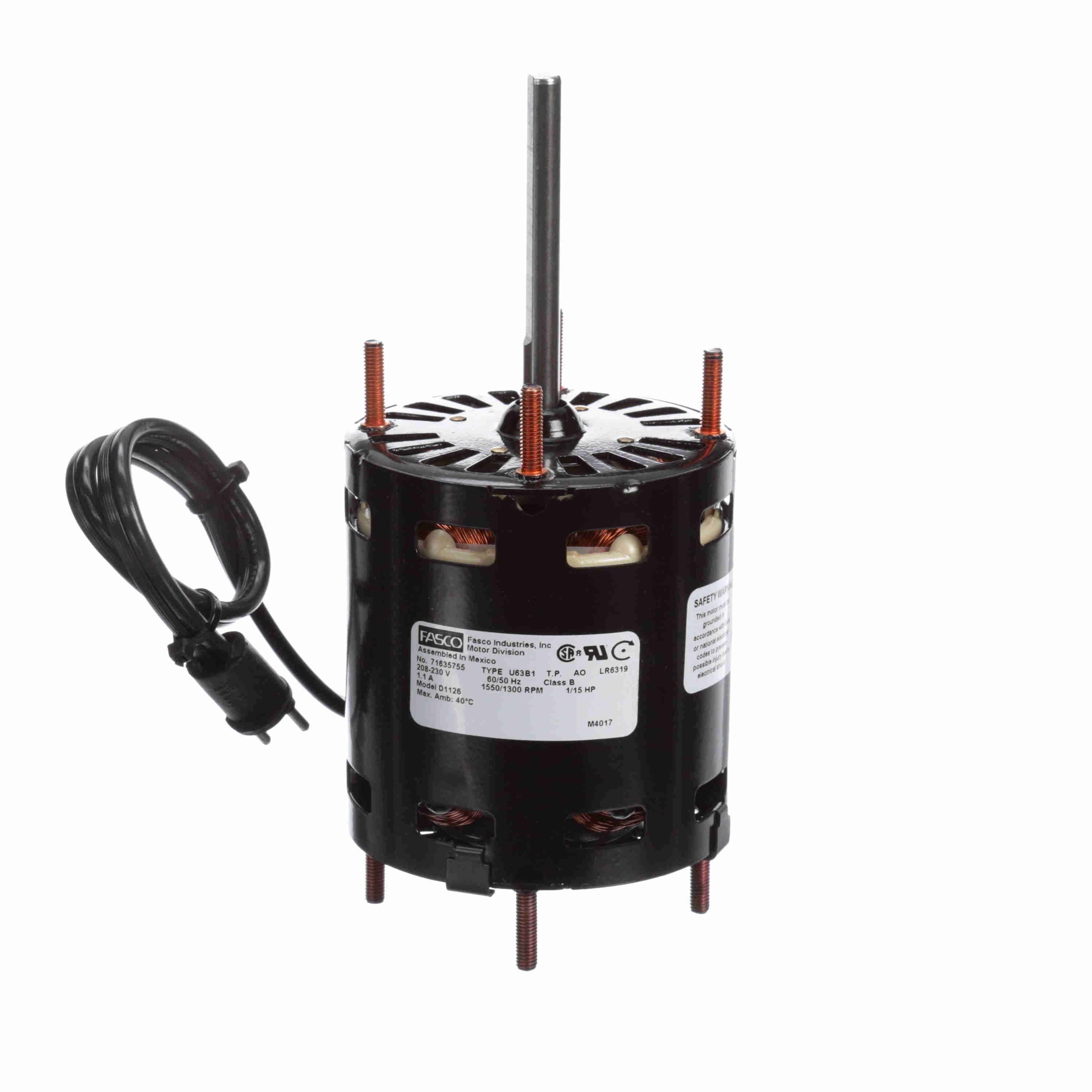 Moteur à pôles déblindés Fasco D1126 de 3,3 pouces, ouvert