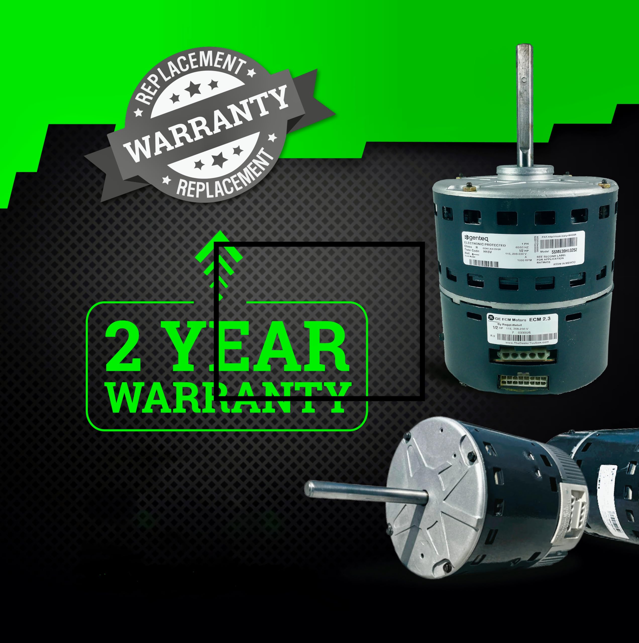 Genteq 2833 PSC (Permanent Split Capacitor) 5" Diameter Double Shafted Direct Drive Blower Motor - 2833