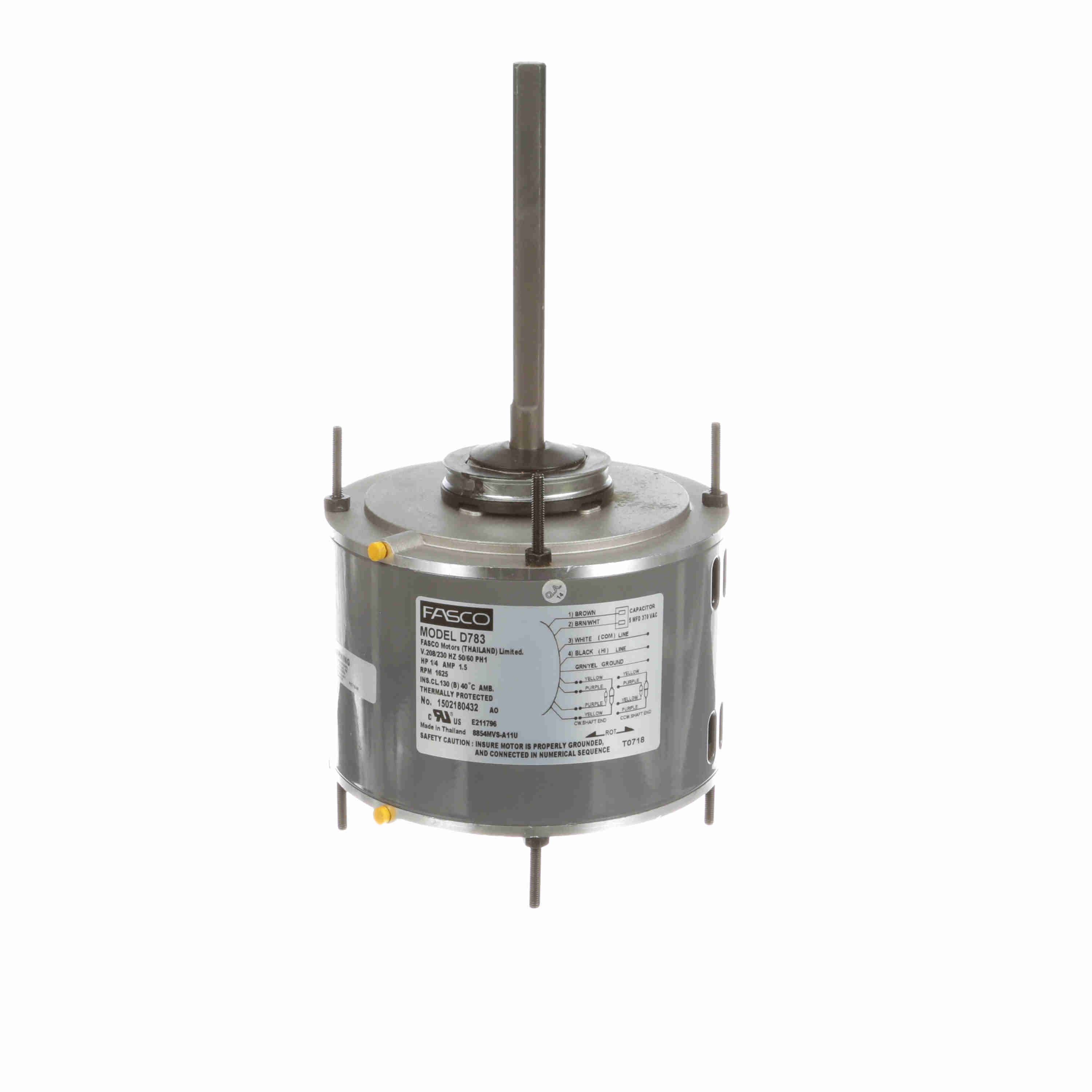 Moteur de ventilateur de condenseur et de soufflante à entraînement direct Fasco D783 PSC (condensateur permanent séparé) de 5,6 pouces de diamètre, remplacement OEM Copeland pour climatiseur de fenêtre