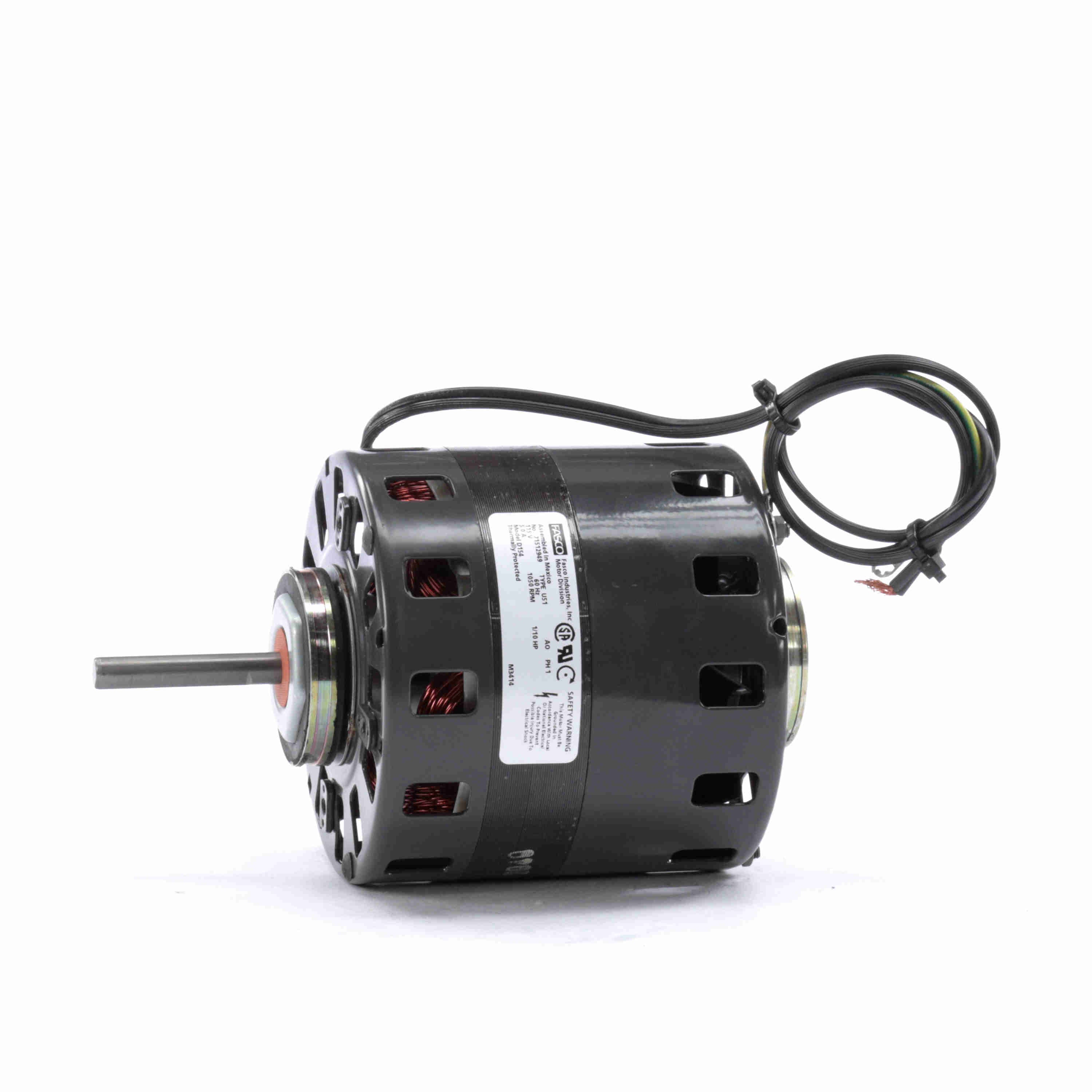 Moteur de soufflante Fasco D154 1/10 CV 1050 tr/min 115 volts à entraînement direct