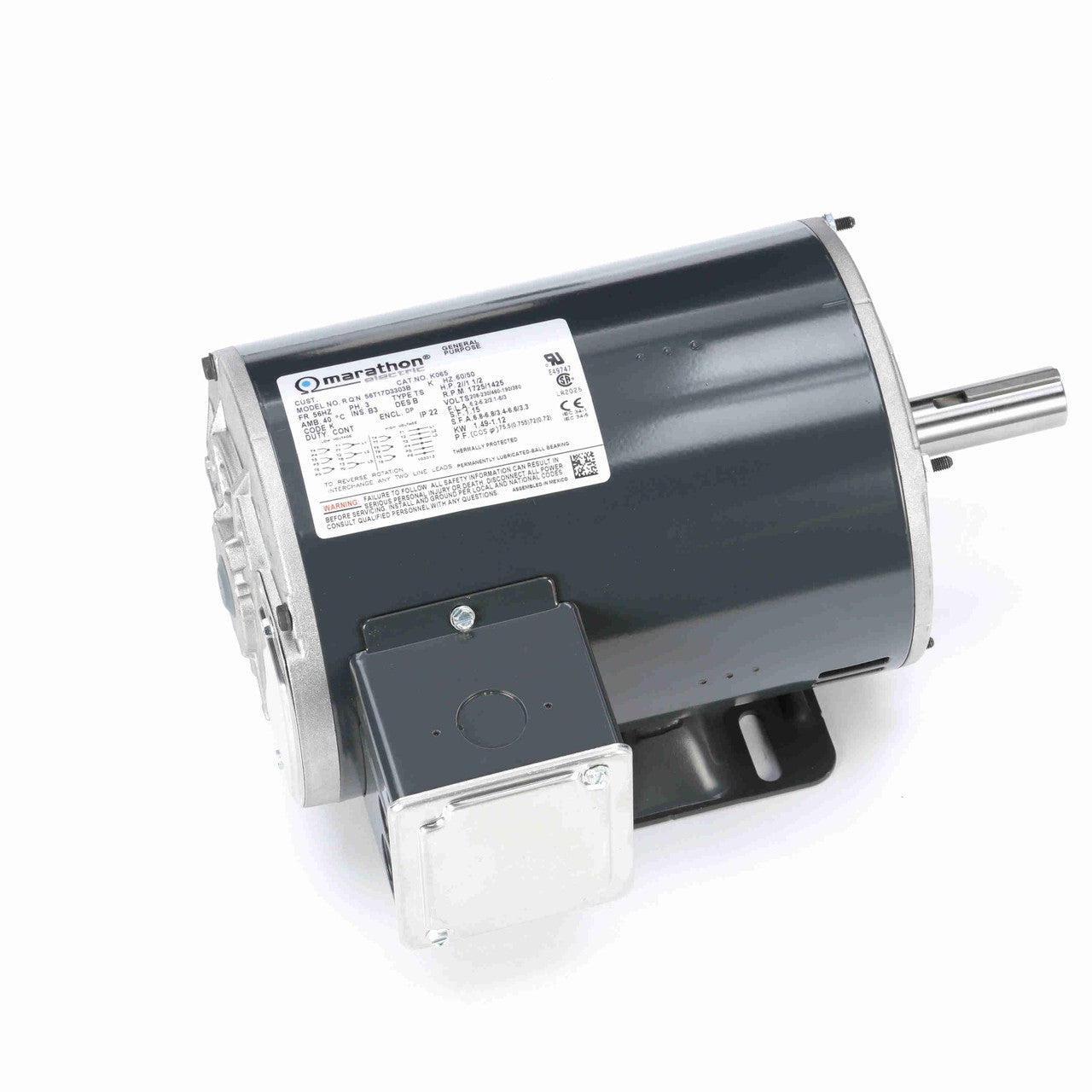 K065 MARATHON 2HP Three Phase General Purpose Electric Motor