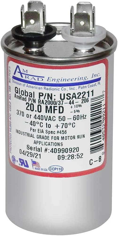 20mfd 370/440vac Run Cap. Oval