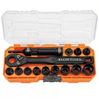 KLEIN TOOLS 65400 Impact Rated Pass-Through 3/8-in Drive SAE Deep Socket Set (15-pc)