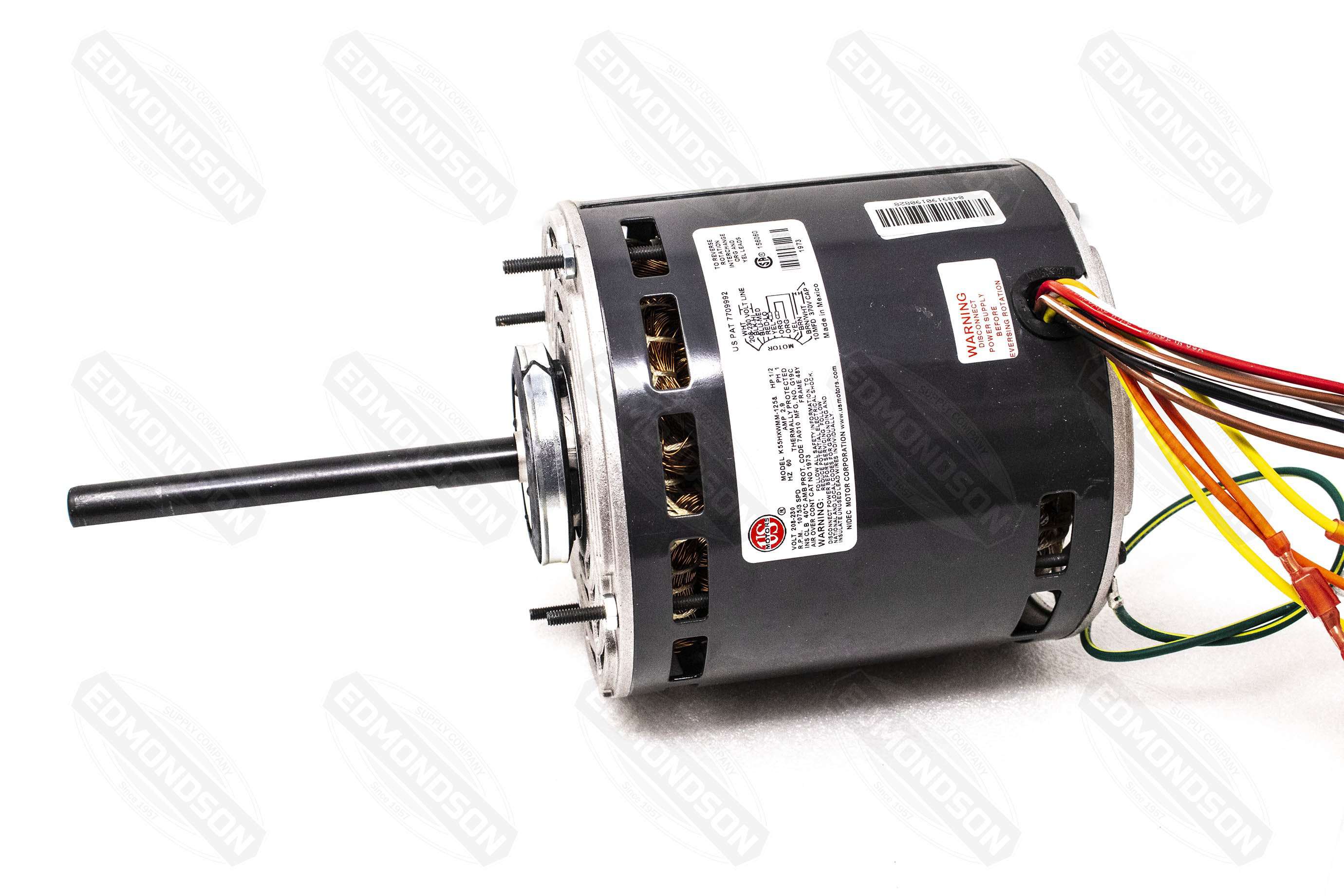 Us Electric Dd Blower Motor 1/2hp 1075rpm 3spd 208-230vac Fr48y Rm Rnd Slv...(cap = 10.0mfd) 18lbs