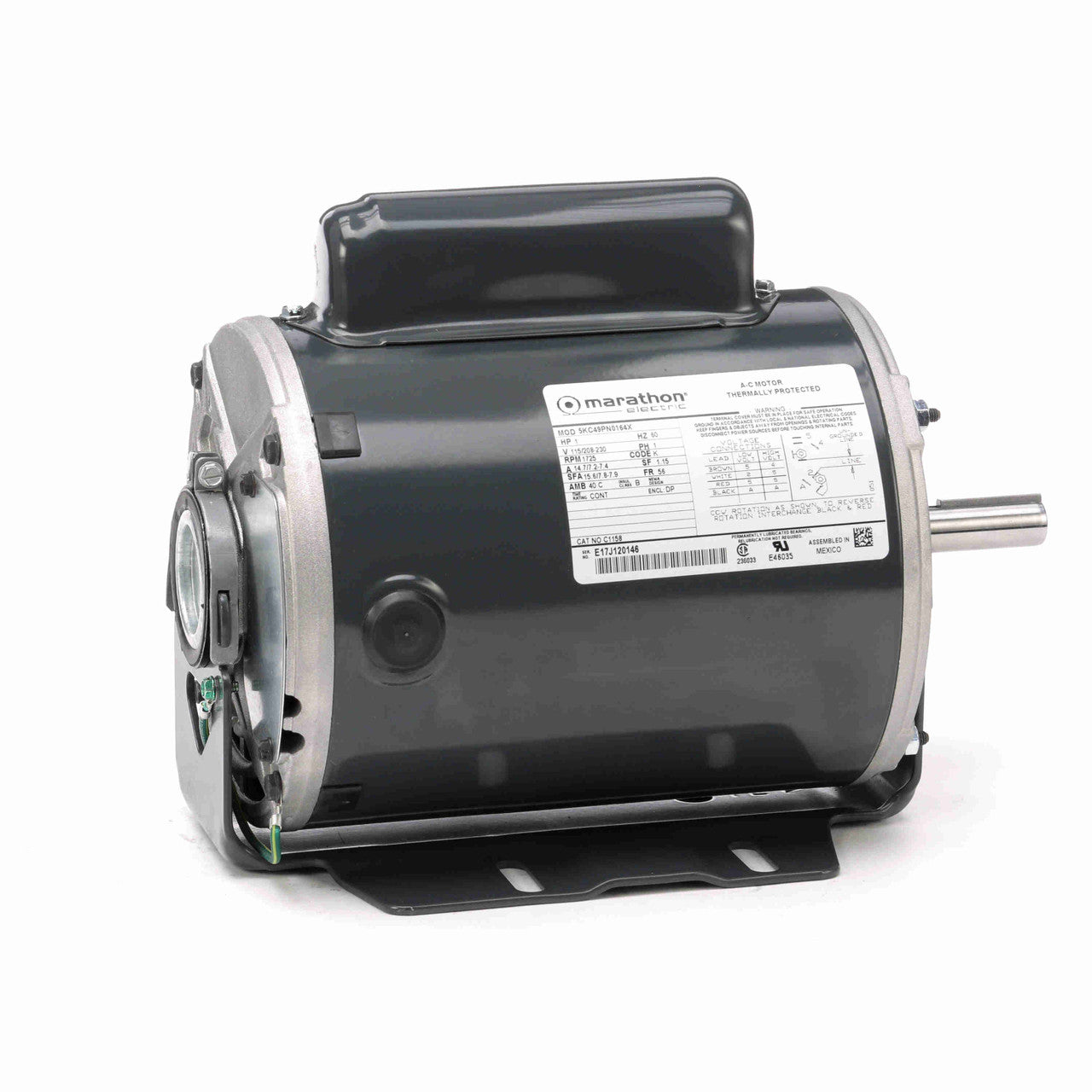 Moteur Marathon C1158 1 CV 1800 tr/min 115/208-230 Volts à usage général