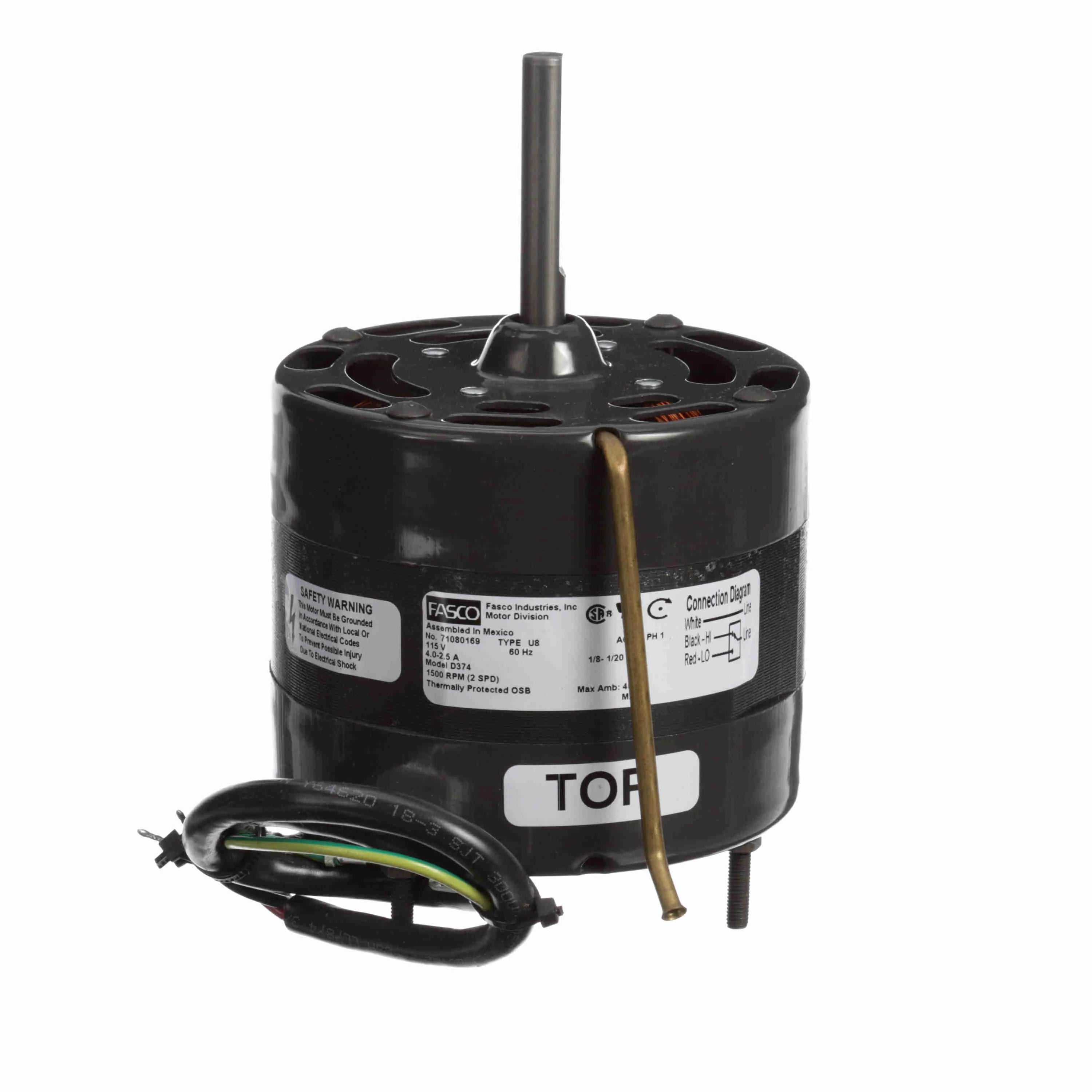 Moteur à usage général Fasco D374, diamètre 4,4 pouces, 1/8-1/20 CV, 115 V, 1500 tr/min, 2 vitesses