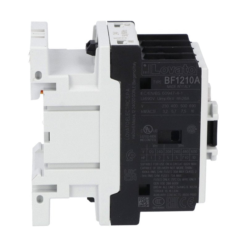 Lovato Contacteur 28a Tripolaire + 1 Contacte Aux N/o - Bobine 24vac (1hp 120vac) - (2hp 240vac 1ph) - (5hp 200-240v 3ph) - (7.55hp 480vac 3ph) - (10hp 600vac 3ph) 35mm Din Rail