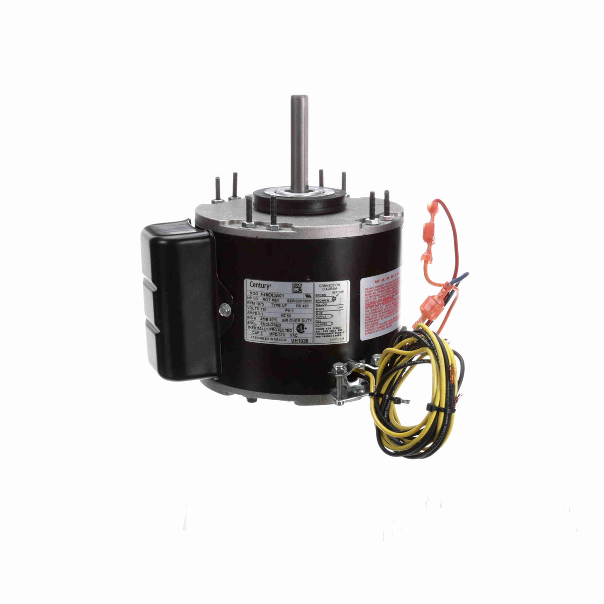 Moteur de radiateur de chauffage CVCA Century UH1036 de 5,6 pouces de diamètre - UH1036