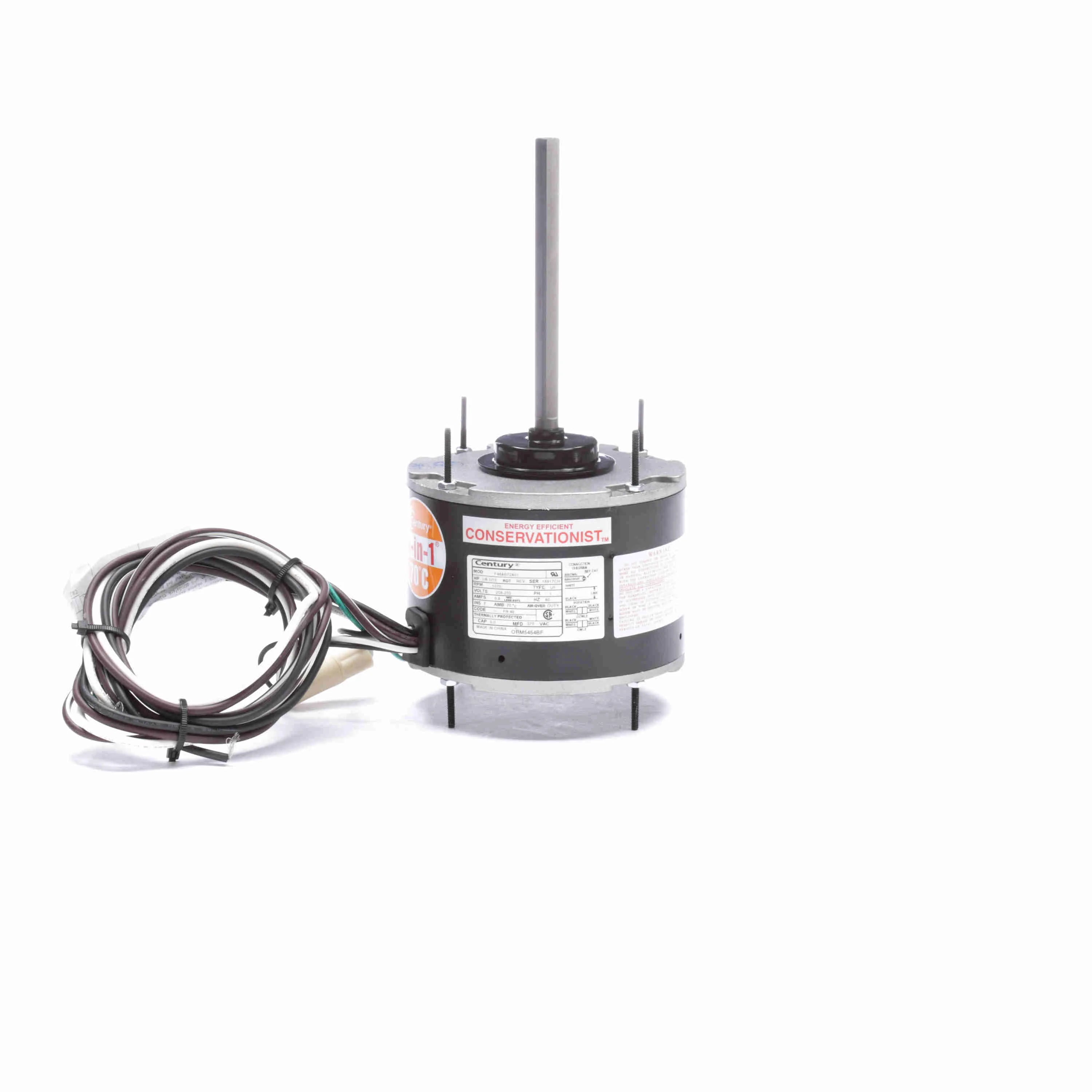 Century Condenser Fan Motor, 1075 RPM, 1/8-1/15 HP, 208-230 V, 48 Frame, Totally Enclosed Air Over