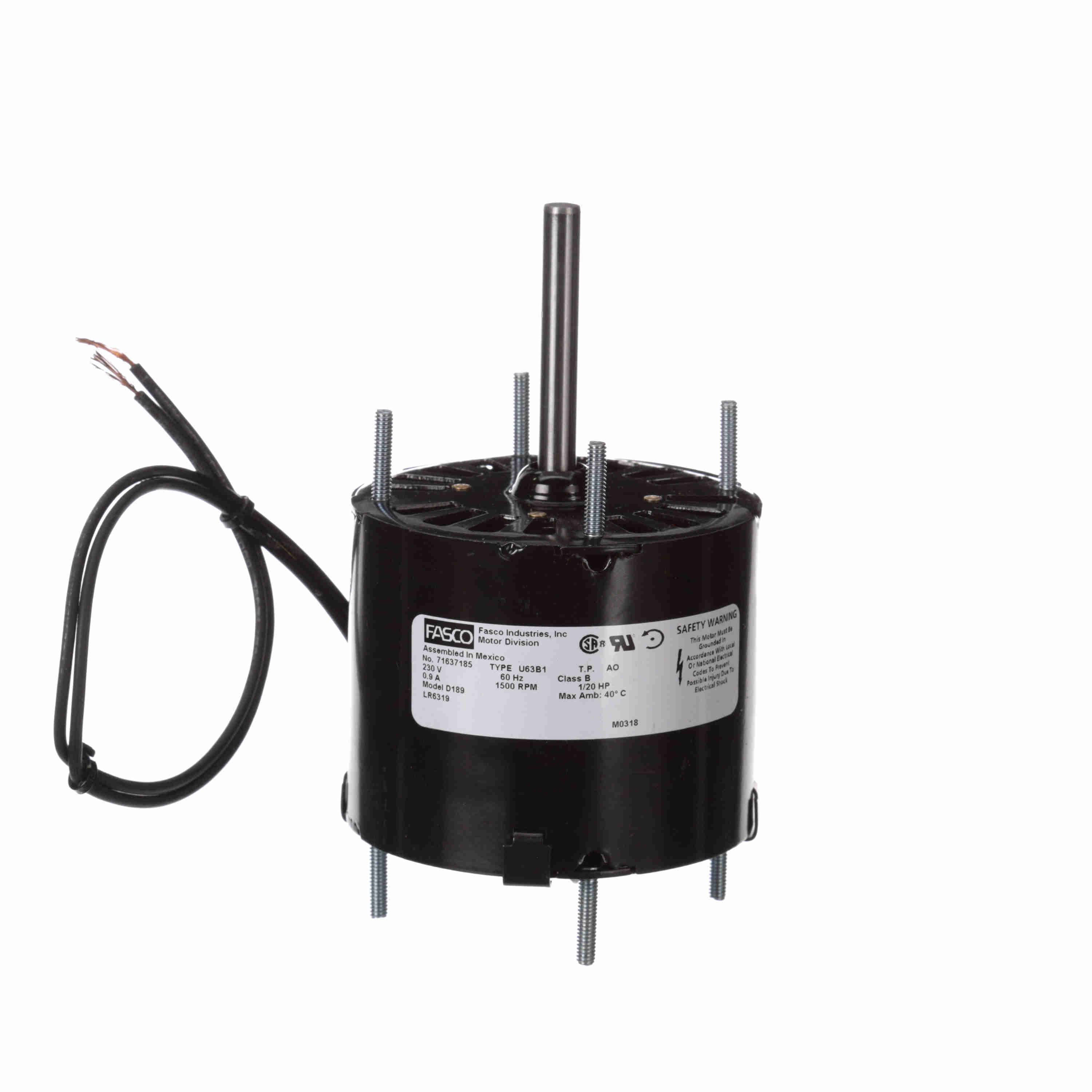 Moteur à pôles masqués Fasco D189 3,3" ouvert - 230 Volts 1500 tr/min