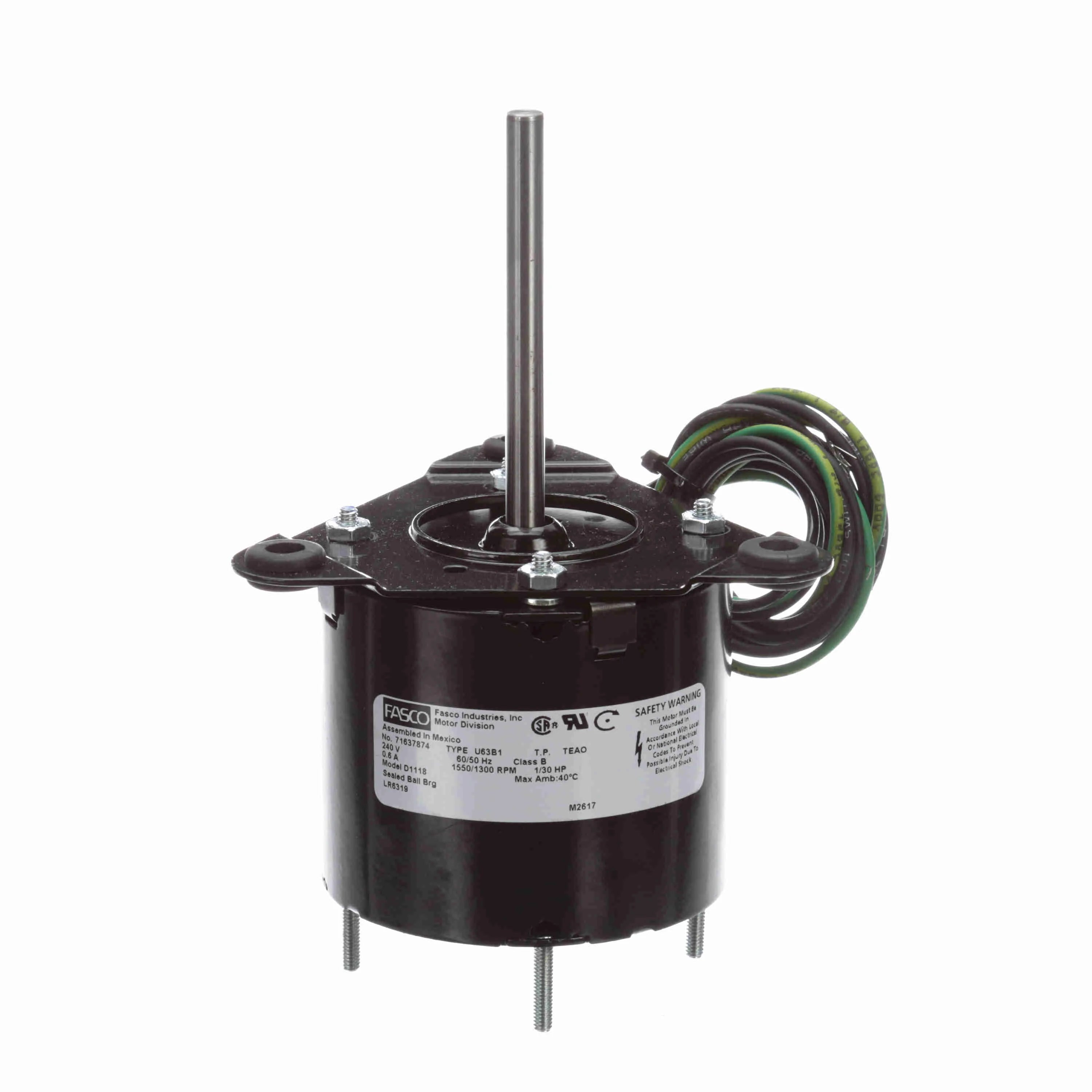 Moteur Fasco D1118 1/30 CV, 1500 tr/min, 240 V, 1 Phase
