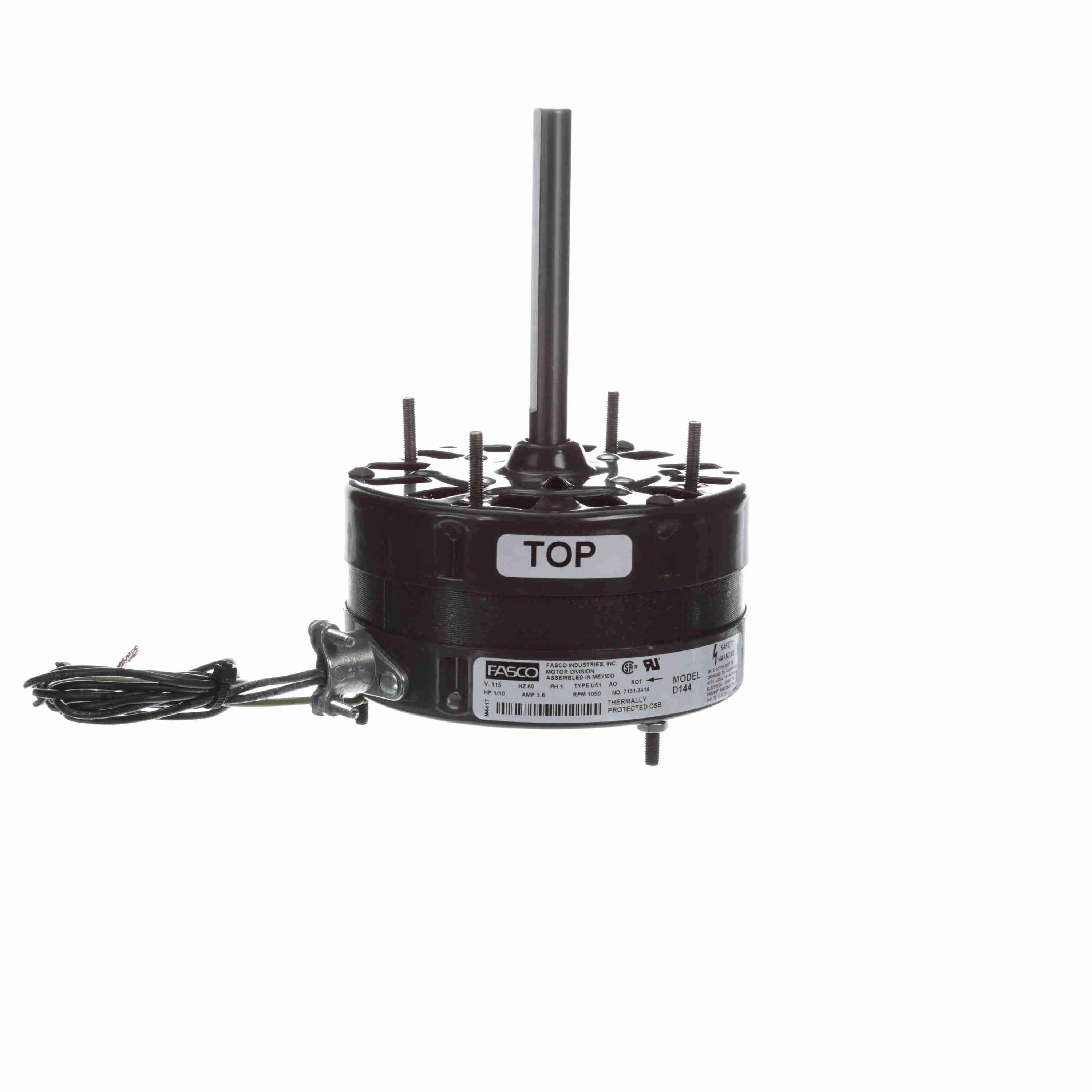 Fasco D144 1/10 HP 1050 RPM 42 Frame Ventilation Motor