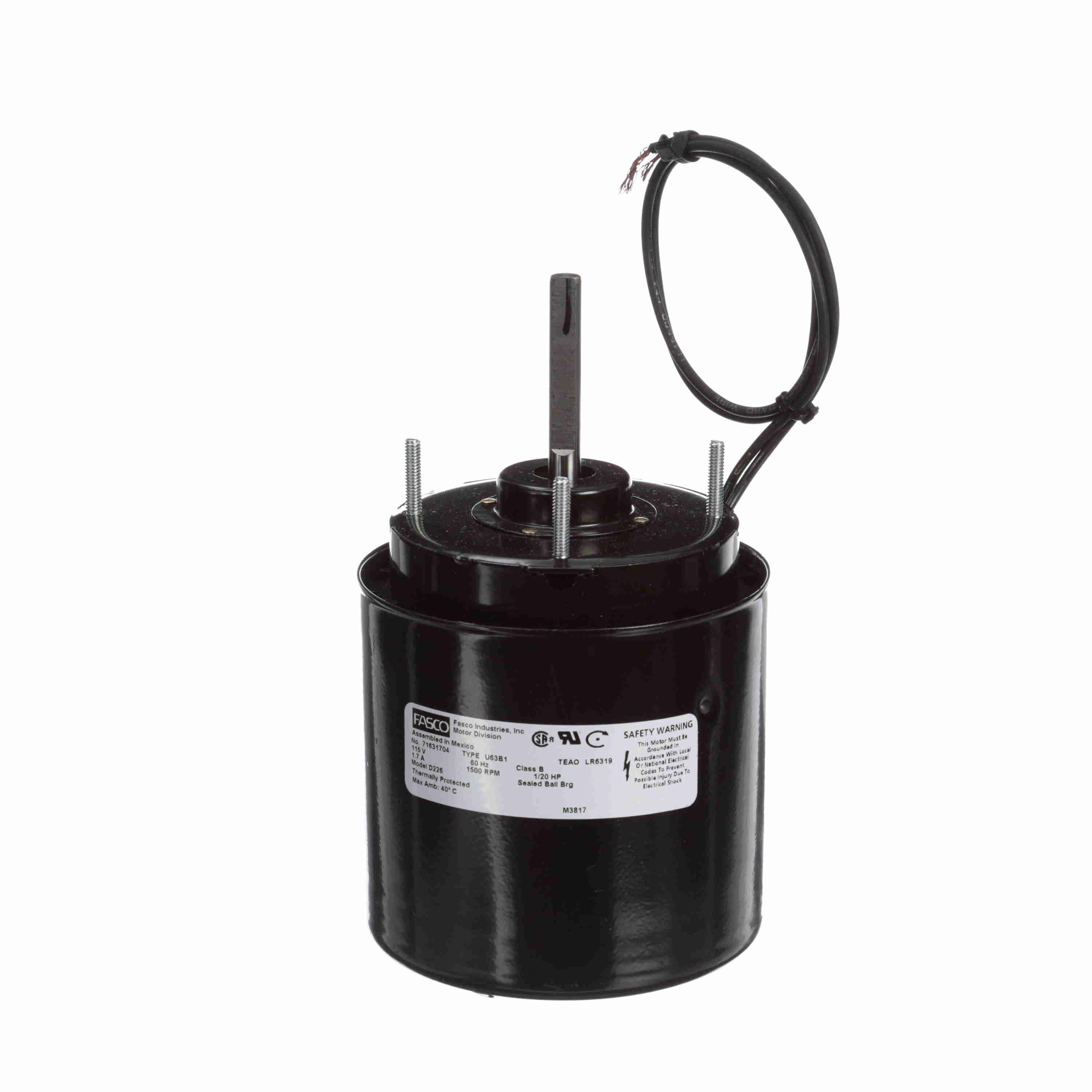 Moteur auto-refroidi Fasco D226, diamètre 3,3 pouces, 1/20 CV, 115 V, 1500 tr/min