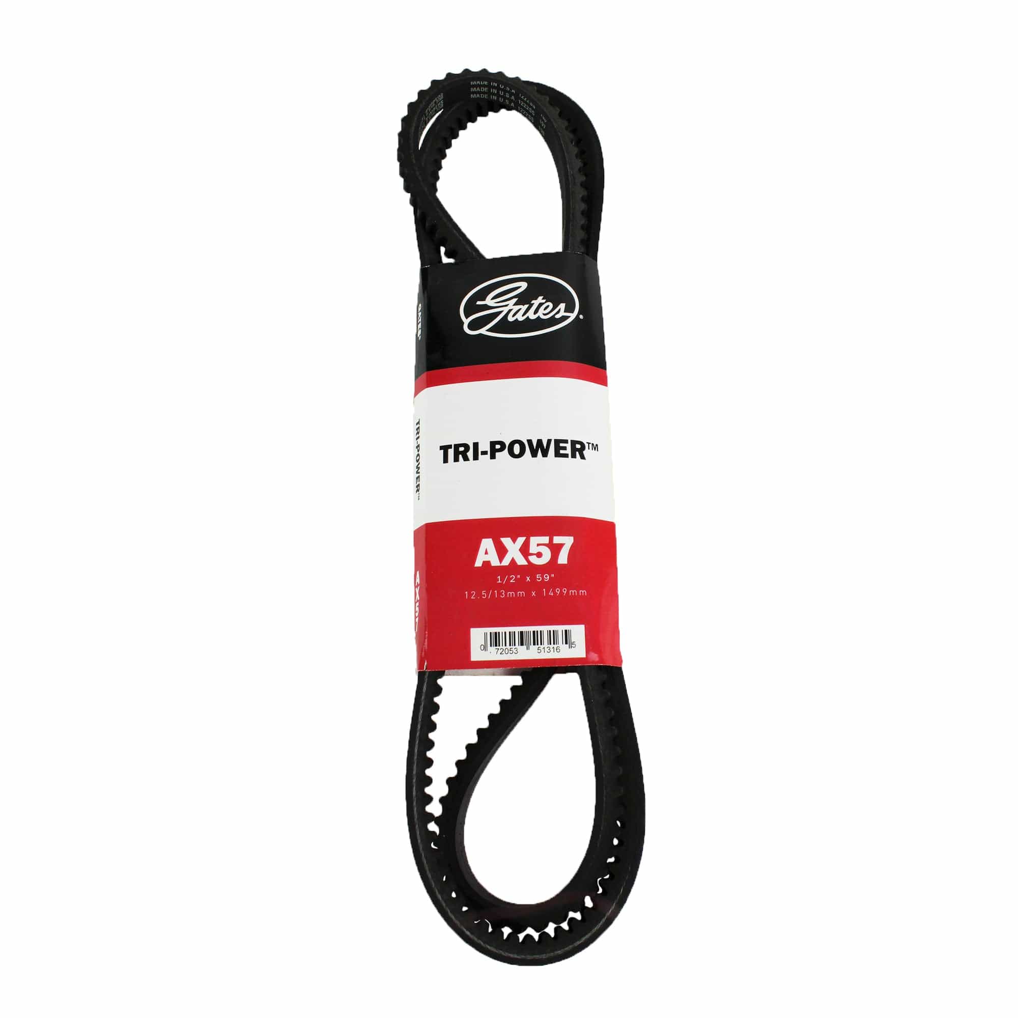 Courroie trapézoïdale moulée Gates AX57 Tri-Power section classique à cran