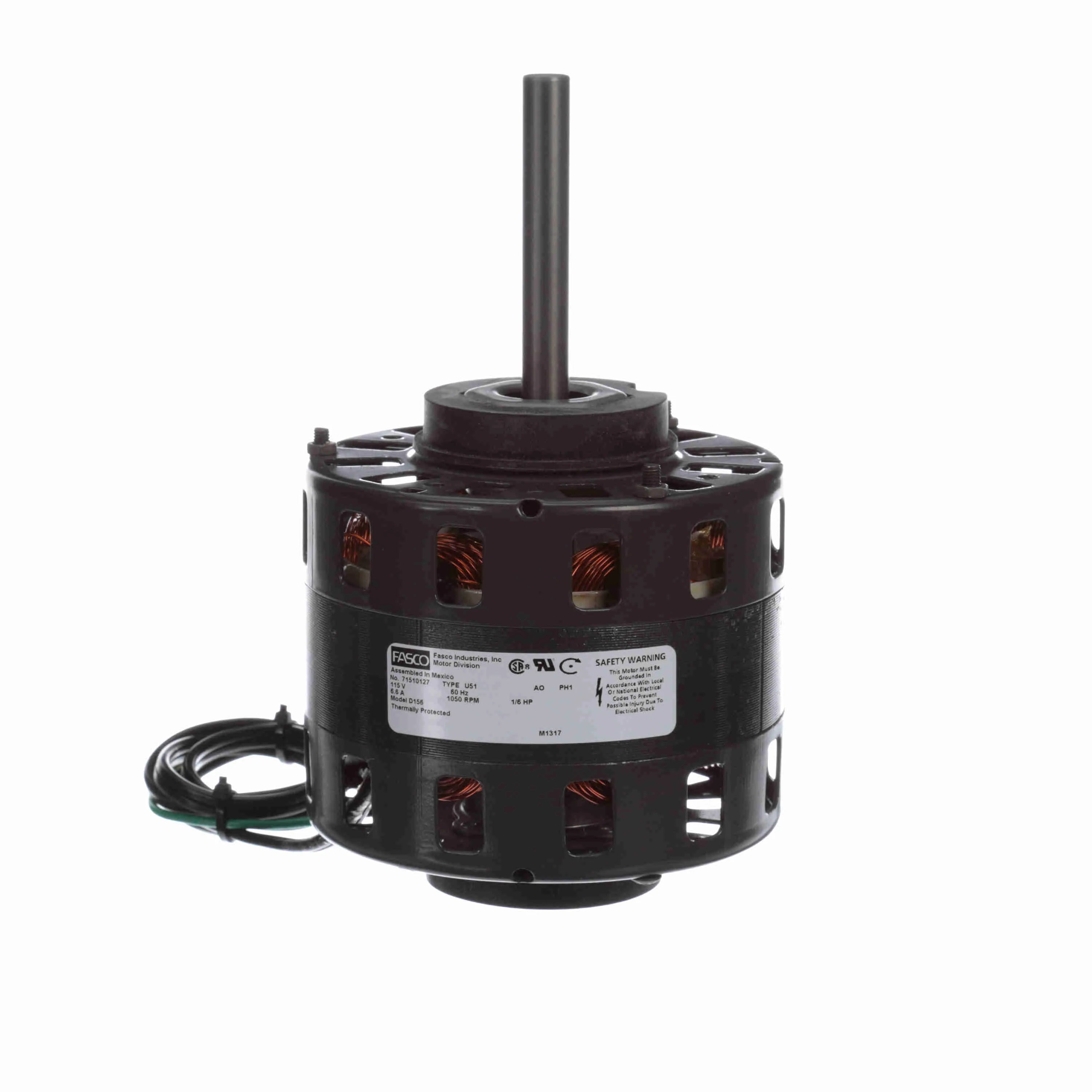 Moteur de ventilateur à entraînement direct Fasco D156, diamètre 5 pouces, 1/6 CV, 115 V, 1050 tr/min, 1 vitesse