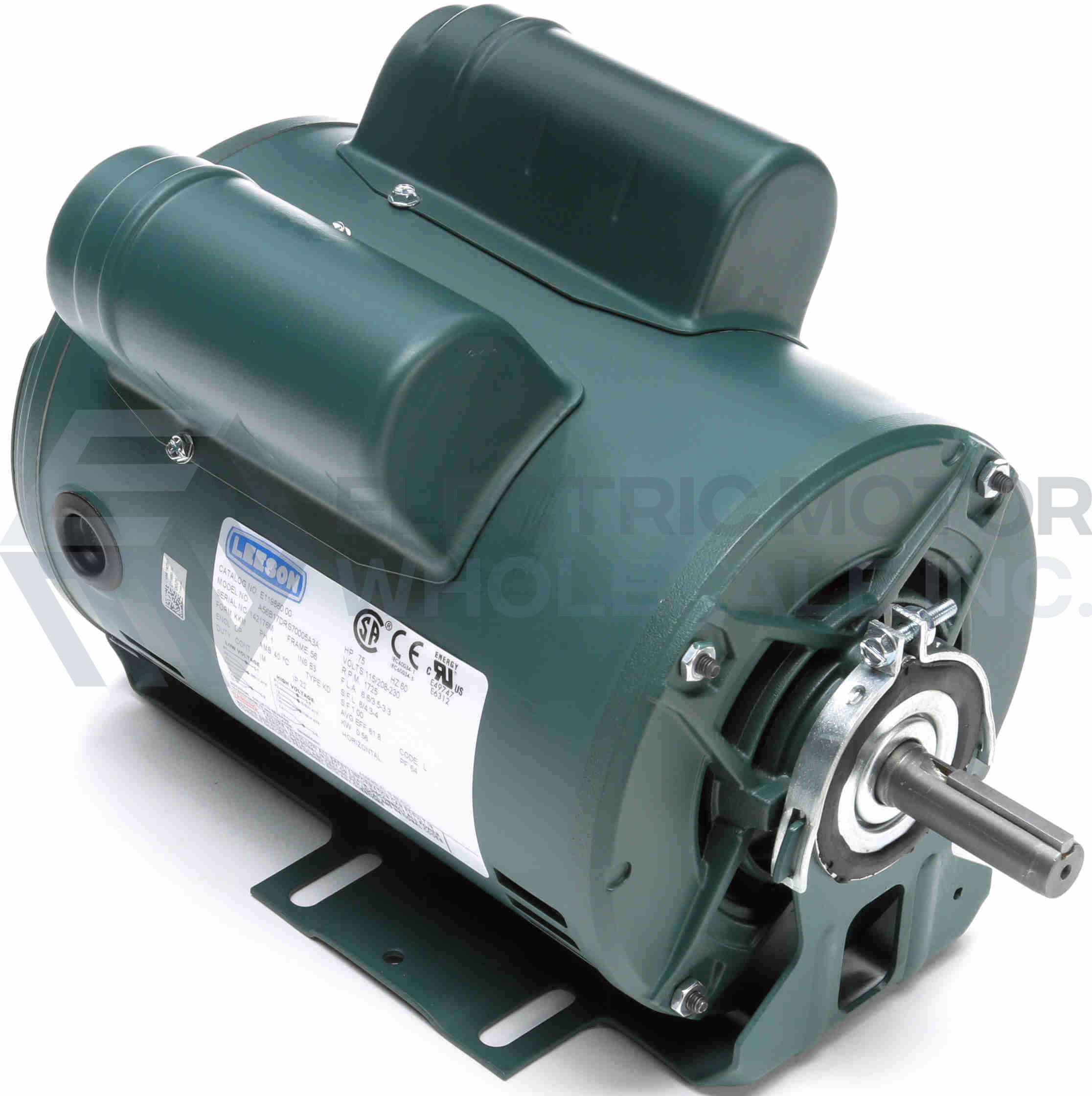 Moteur de remplacement Leeson 3/4CV 1725TR/MIN 48DP 115/208-230V 1PH 60HZ CONTINU MANUEL 40C 1.25SF BASE ANTIVIBRATOIRE