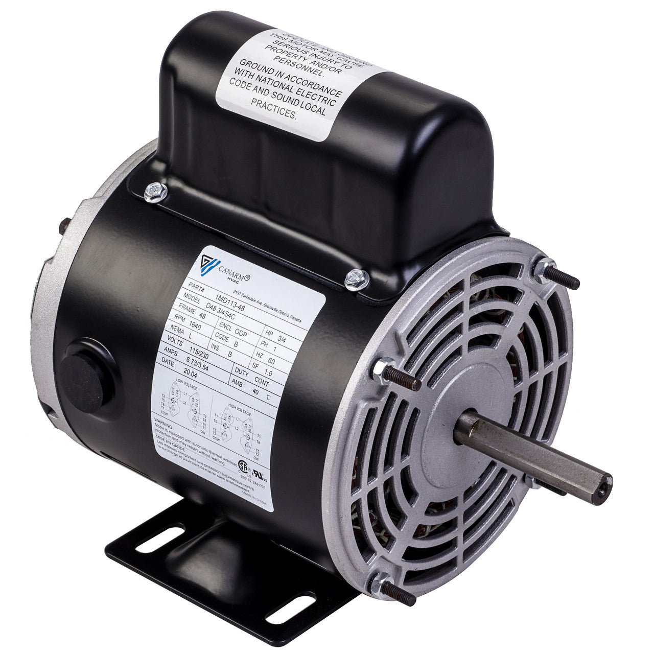 Canarm Motor 3/4hp 1800rpm 115/230vac Fr48y
