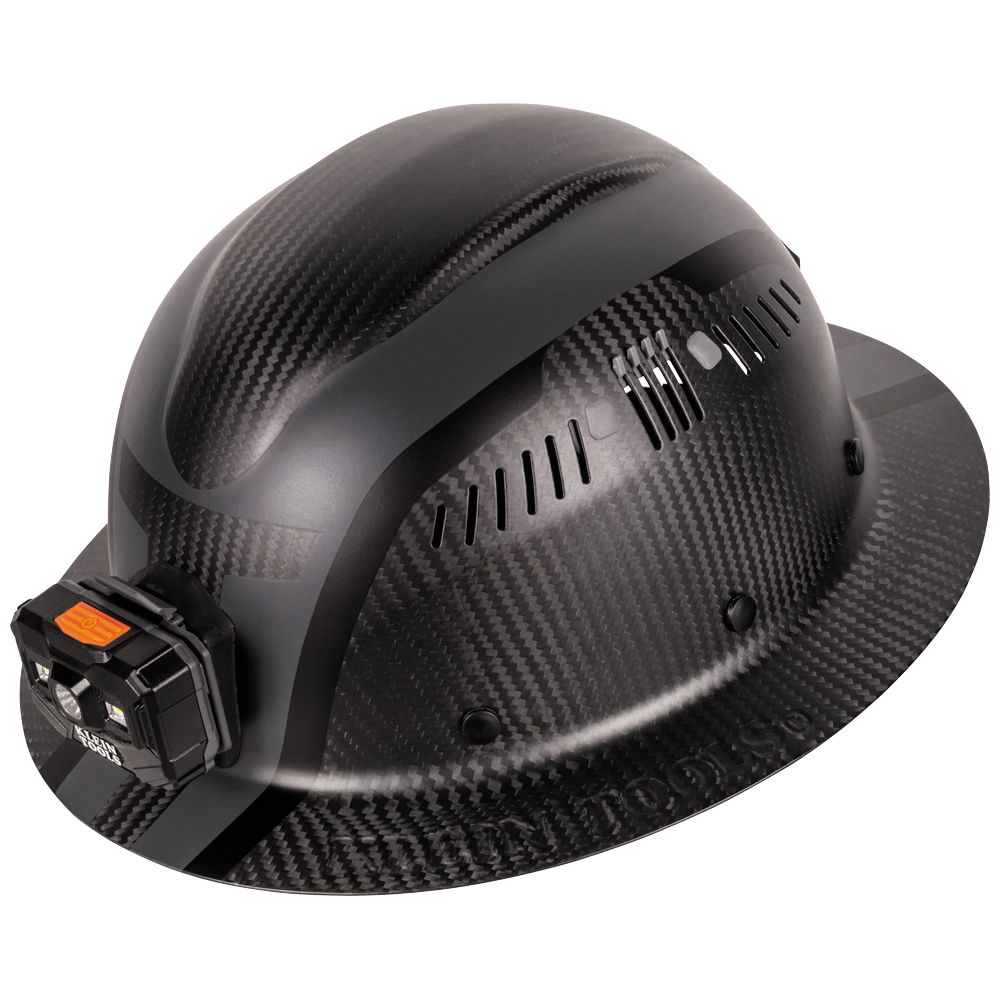 KLEIN TOOLS 60514 Carbon Fiber Full Brim Hard Hat With Headlamp, Spartan