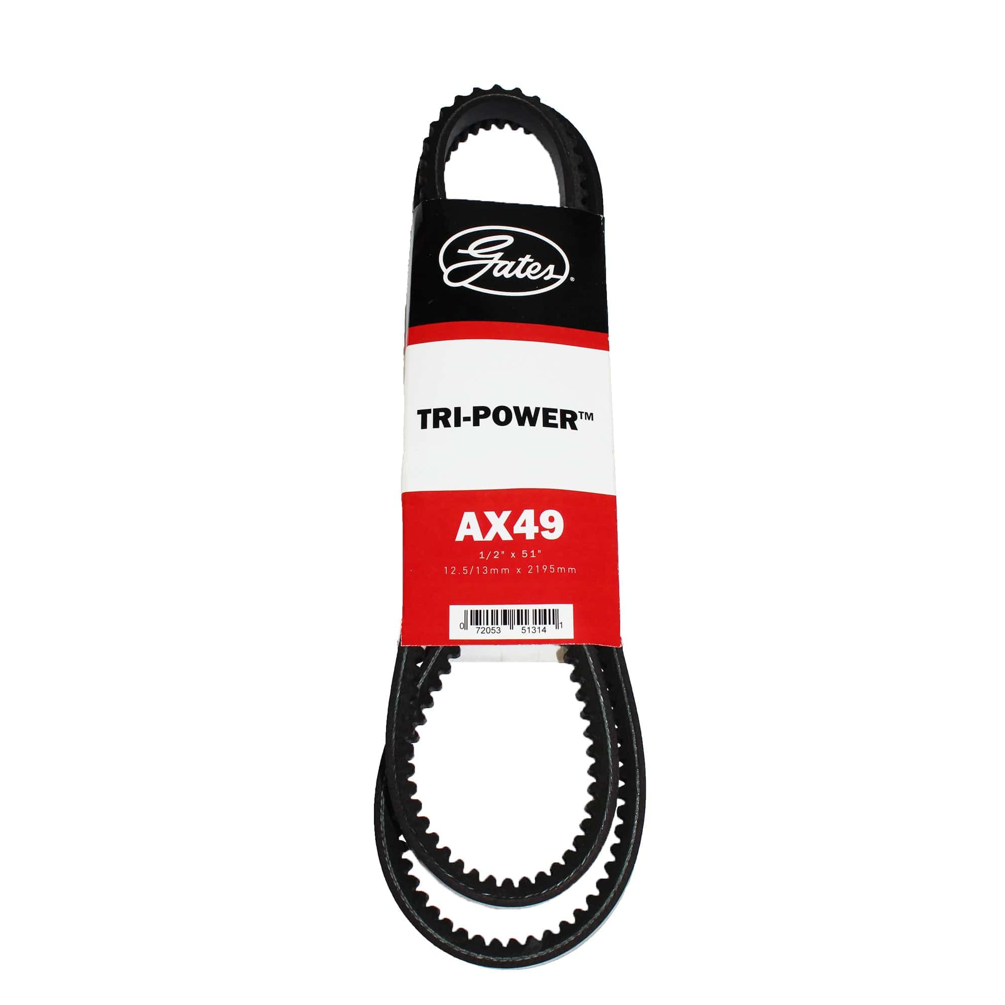 Courroie d'accessoires Gates AX49 - Courroie trapézoïdale crantée moulée section classique Tri-Power