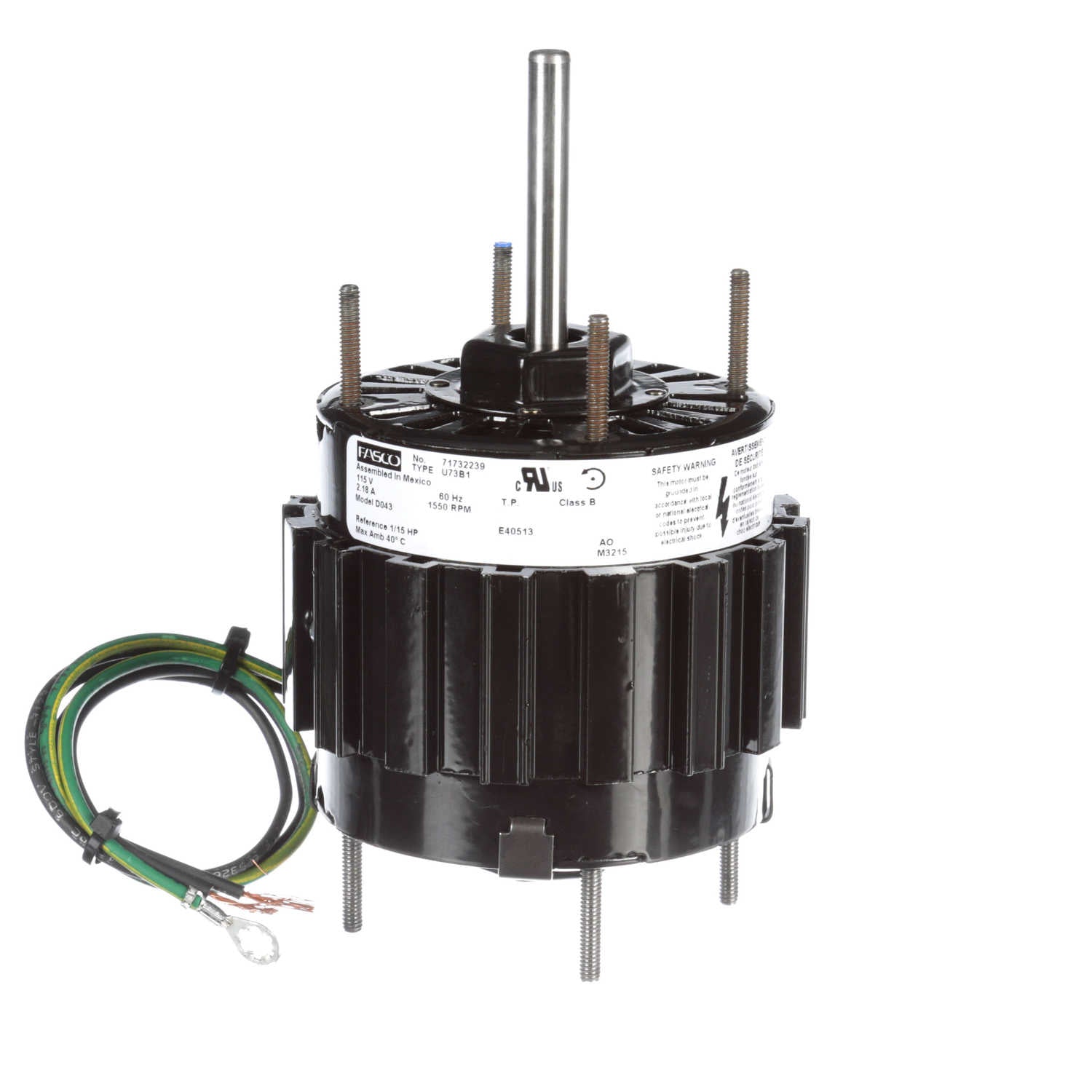 Moteur de ventilateur Fasco D043 à pôles masqués, diamètre 3,3 pouces, entraînement direct
