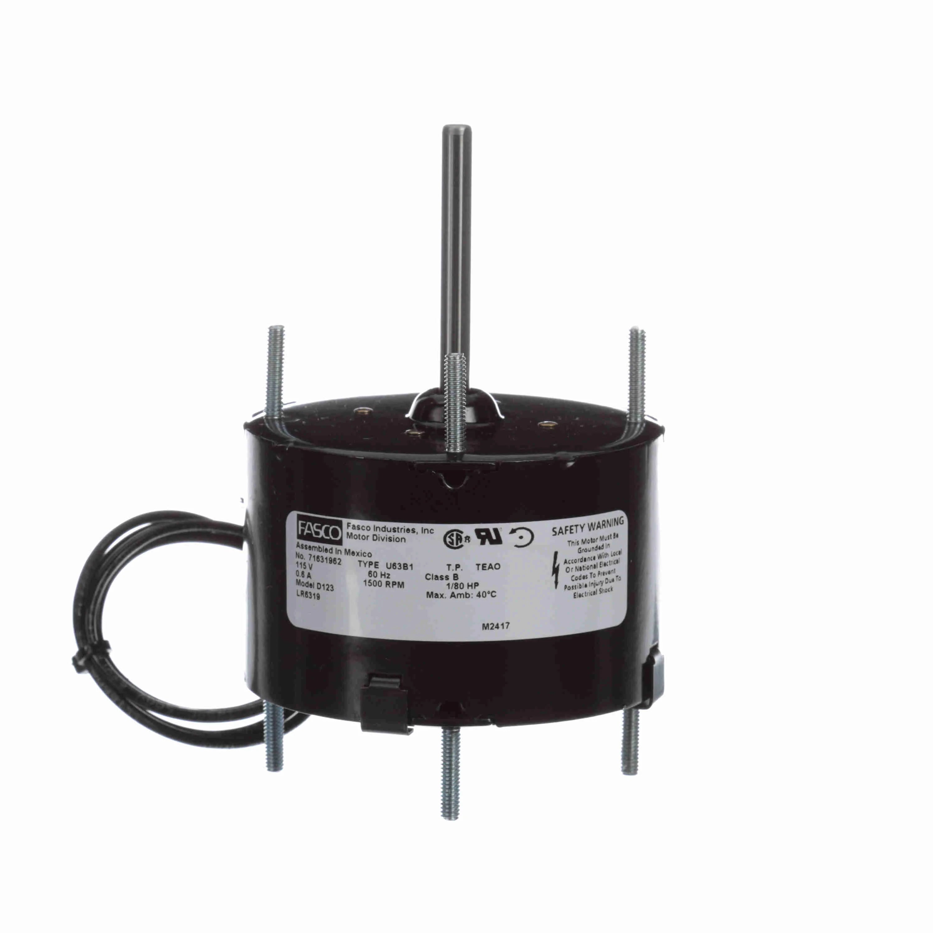 Moteur Fasco D123 1/80 CV, 1500 tr/min, 115 V, 1 phase