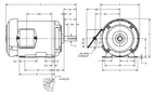 US Motors Unimount® TEFC, 1 HP, 3-Phase Motor, U1P2G
