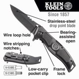 Outil Klein Tools 44228 couteau à poche électrique à assistance de roulement pour électricien