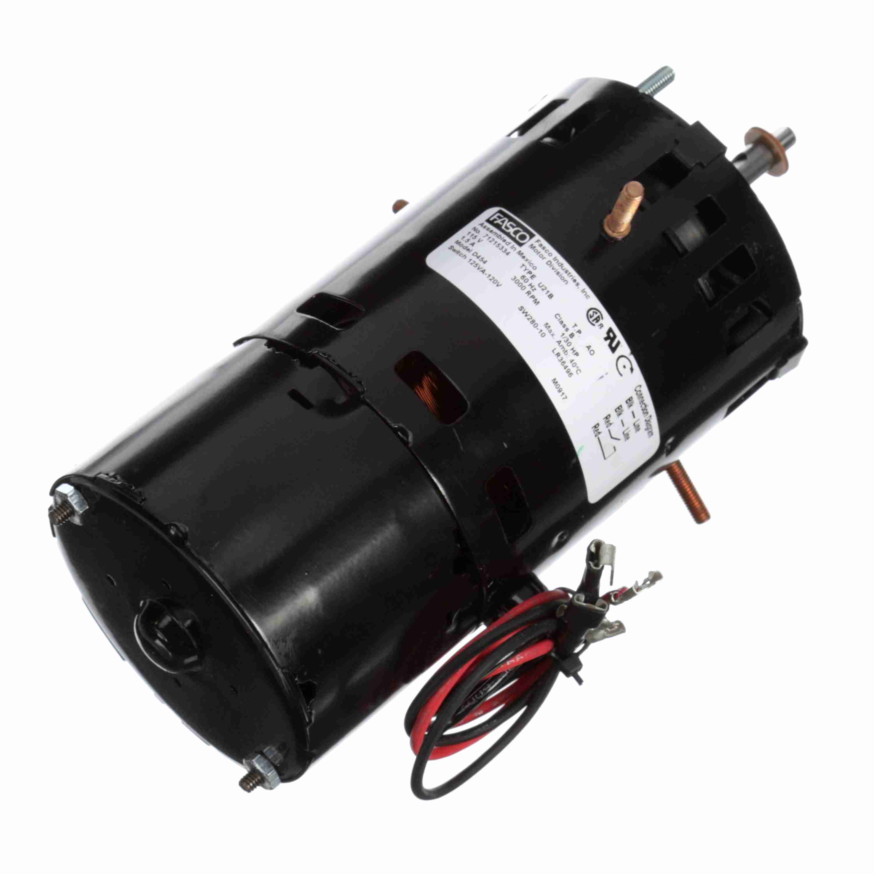 Moteur de ventilateur d'évacuation et de tirage Fasco D454 à pôles masqués, diamètre 3,3"