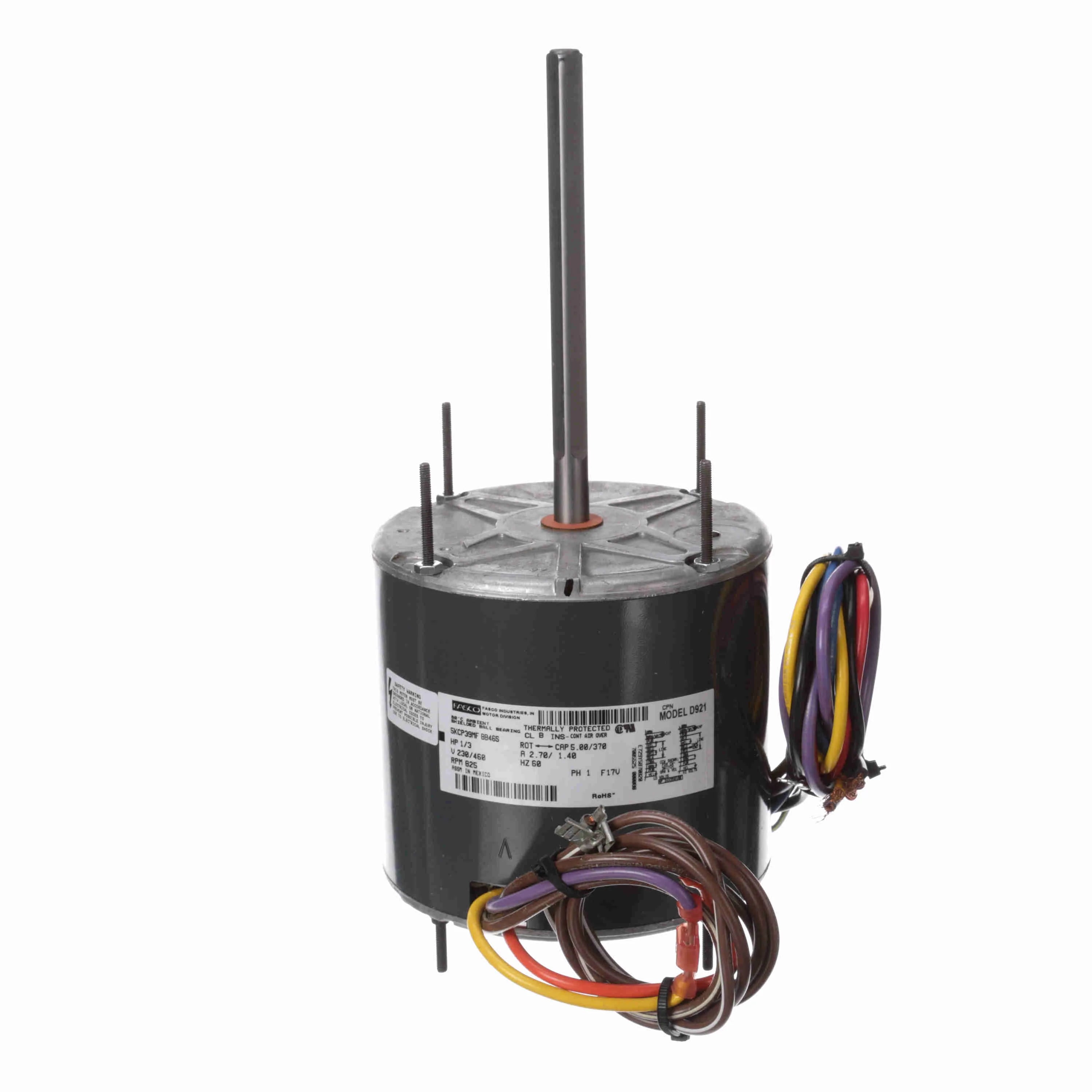 Moteur de ventilateur de condenseur Fasco, 825 tr/min, 1/3 CV, 230/460V, châssis 48, semi-fermé