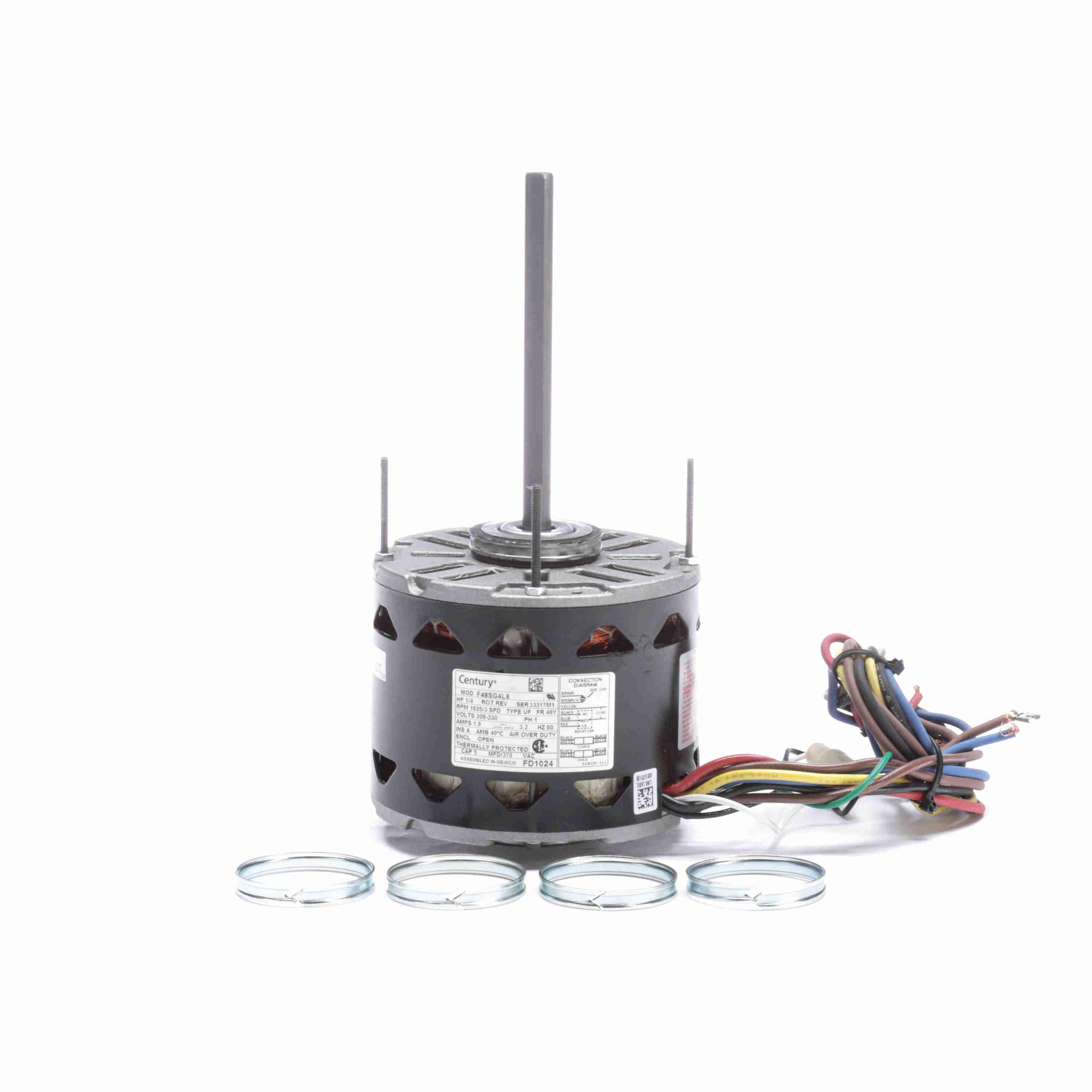 Moteur de ventilateur Century FD1024 à entraînement direct pour CVC, diamètre 5,6"
