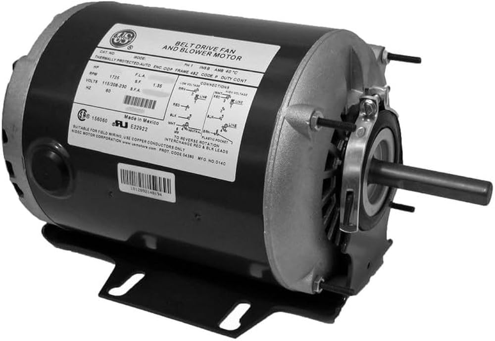 US Motors PD6004, ventilateur et soufflante à courroie, moteur 1/3 CV, 1 phase, 1725 tr/min