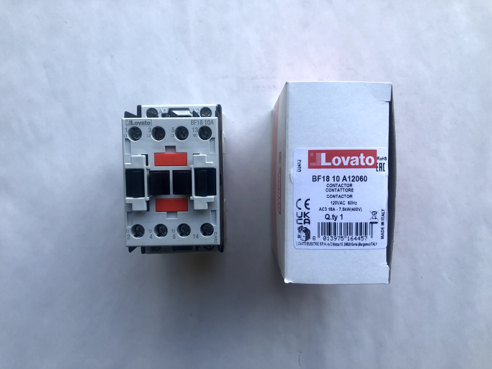 Lovato Contacteur 32a Tripolaire + 1 Contacte Aux N/o - Bobine 120vac 60hz (1hp 120vac) - (3hp 240vac 1ph) - (5hp 200-240v 3ph) - (10hp 480vac 3ph) - (15hp 600vac 3ph) 35mm Din Rail