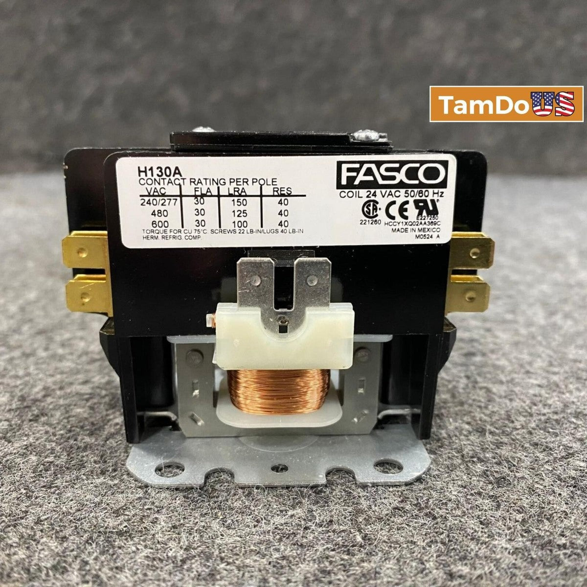 Fasco H130a Dp Contactor 1pole 24vac Coil 30amp