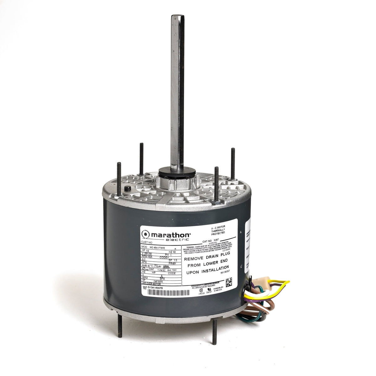 Moteur Marathon X073 1/2CV 1075TR/MIN 48Y OPAO 208-230V 1Ph