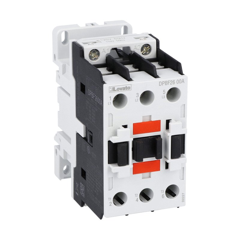 Lovato Contacteur 45a Tripolaire + 1 Contacte Aux N/o - Bobine 120vac (2hp 120vac) - (5hp 240vac 1ph) - (7.5hp 200-240v 3ph) - (15hp 480vac 3ph) - (20hp 600vac 3ph) 35mm Din Rail
