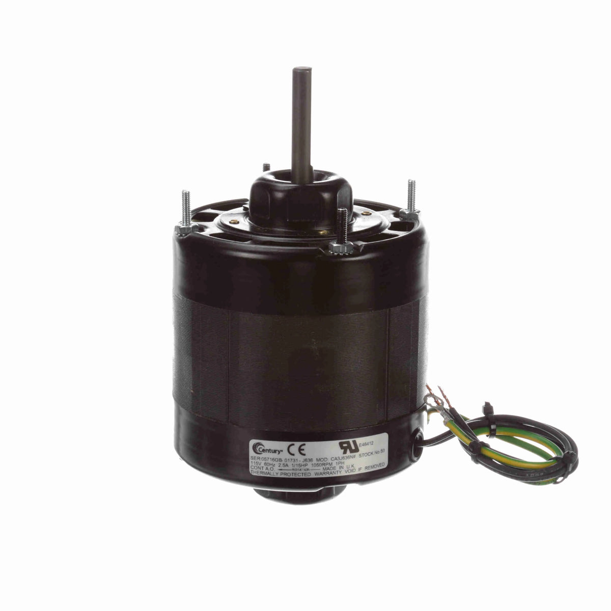 A.O. Smith 50 OAO Motor, 1/15HP, 1050RPM, 115V, 1PH, 60Hz, 3/8" Shaft, 4.4" Frame