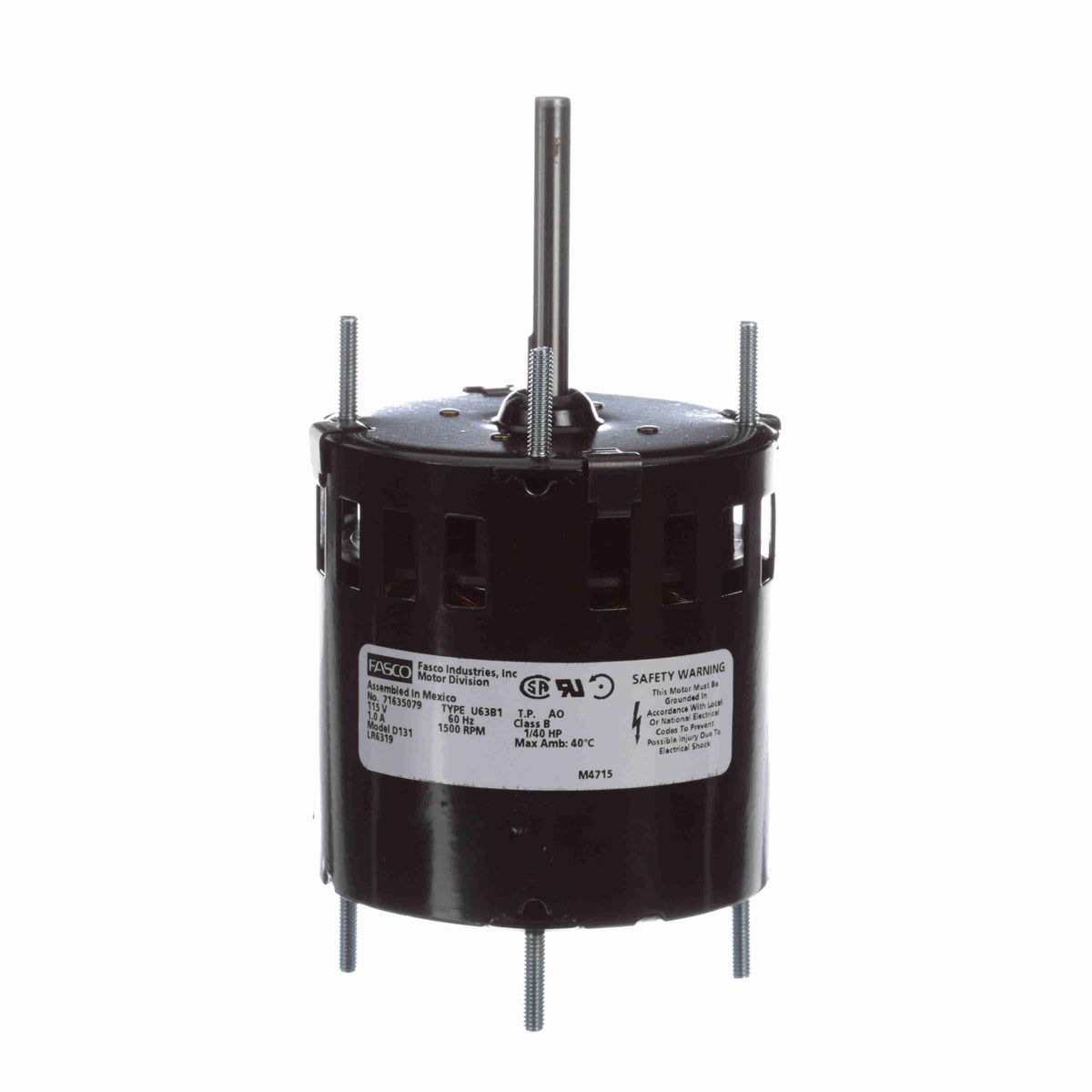 Motor Rbc RBC Regal Beloit D131 OAO Motor, 1/40 HP, 115V, 1500 RPM, 1 Ph, 60Hz ...