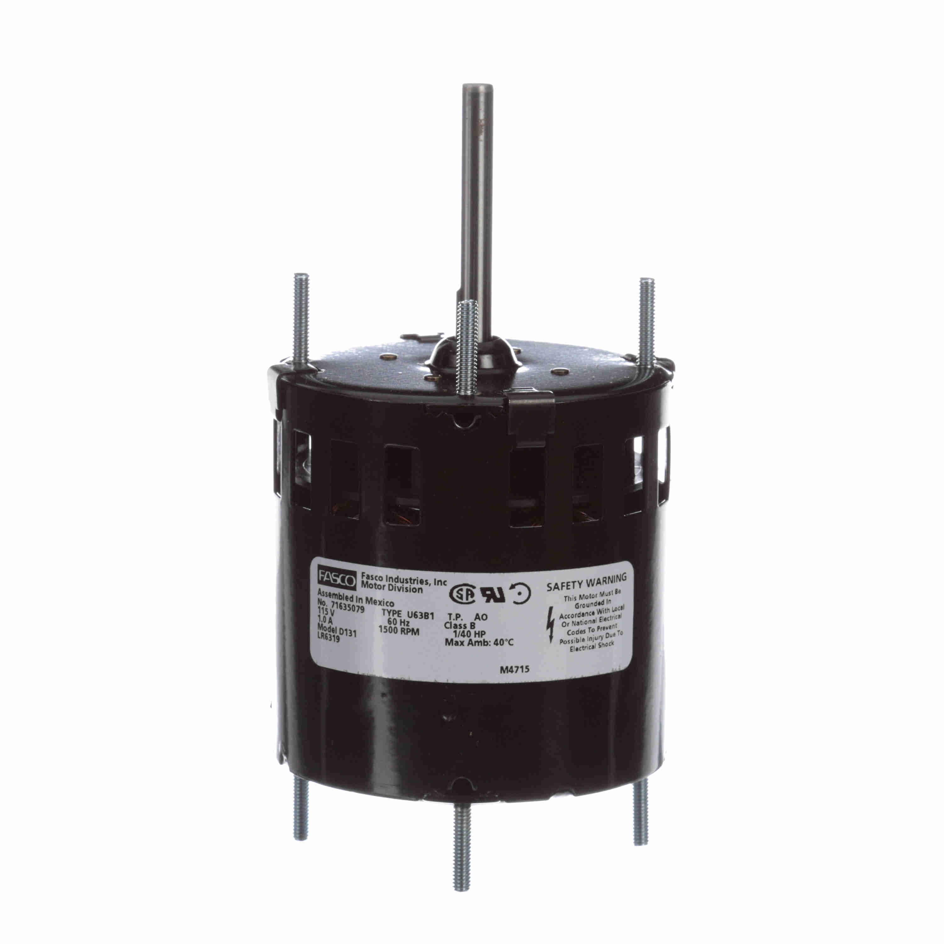 Moteur auto-refroidi Fasco D131, 1/40 CV, à phase divisée, 1500 tr/min, 115V