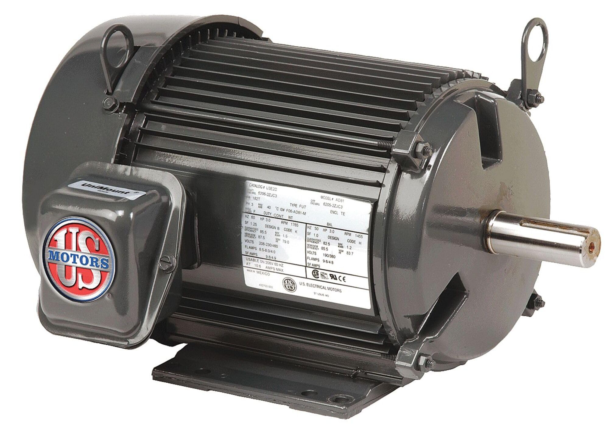 US Motors U5P2D Unimount TEFC 5 HP 3-Phase Motor