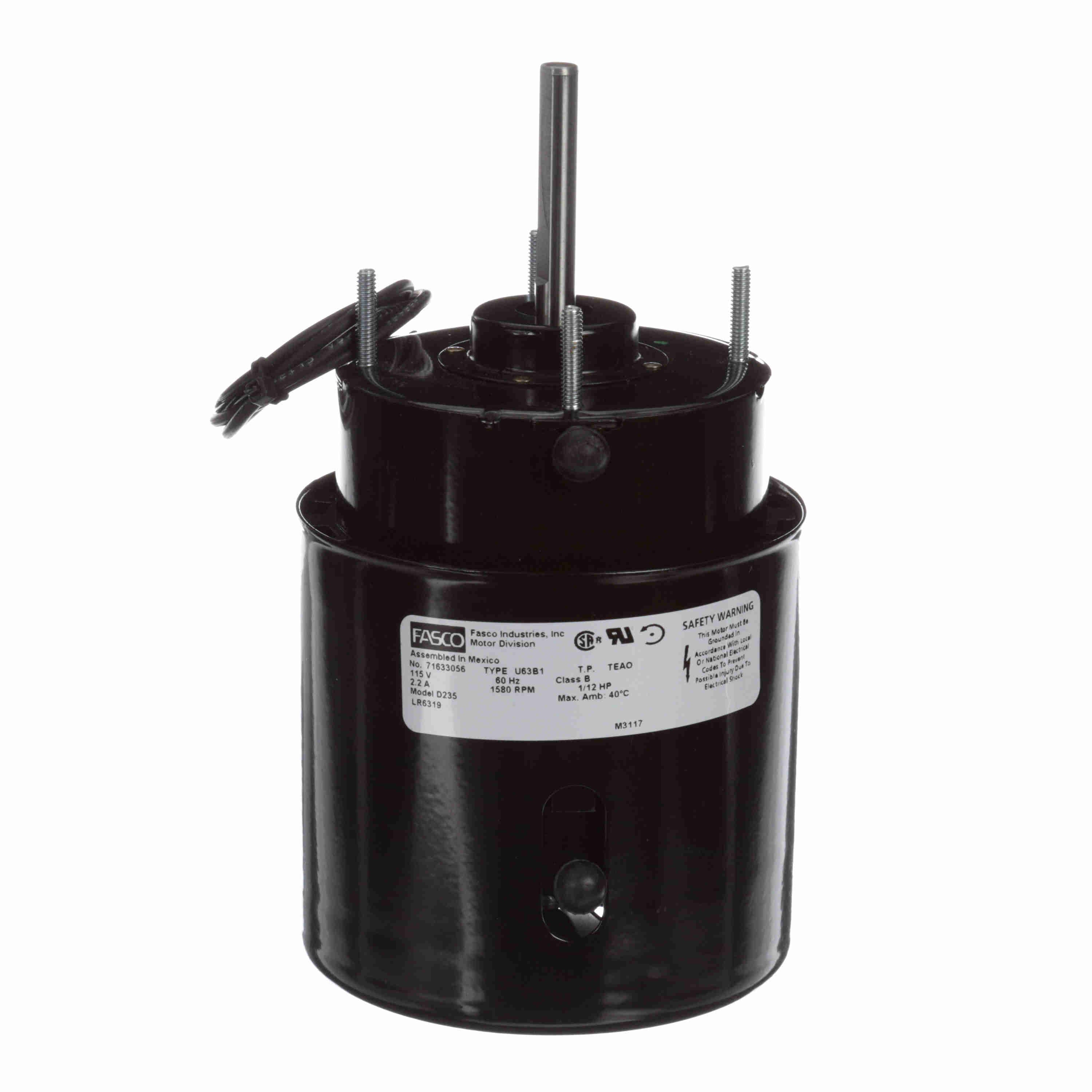 D235 Fasco Motor 1/12 HP, 1580 RPM, 115 V, 1 Phase