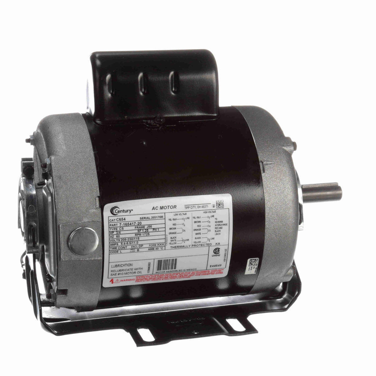Century C654 HVAC Self Cooled Fan Motor