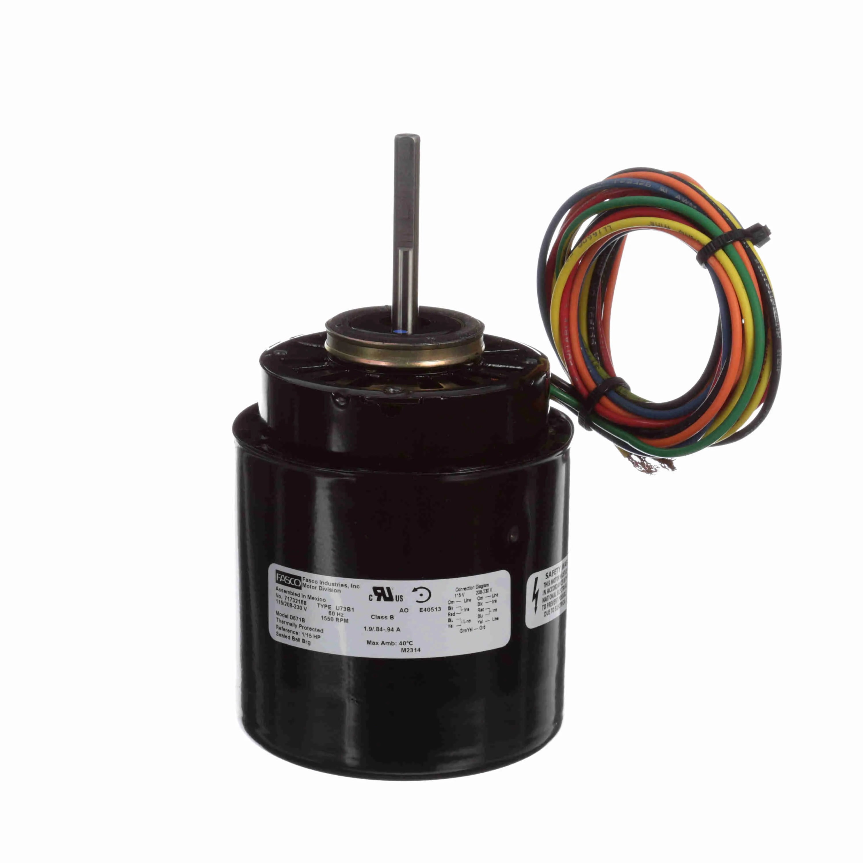 Moteur de ventilateur de ventilation Fasco D671B à pôles à ombre, diamètre 3,3 pouces